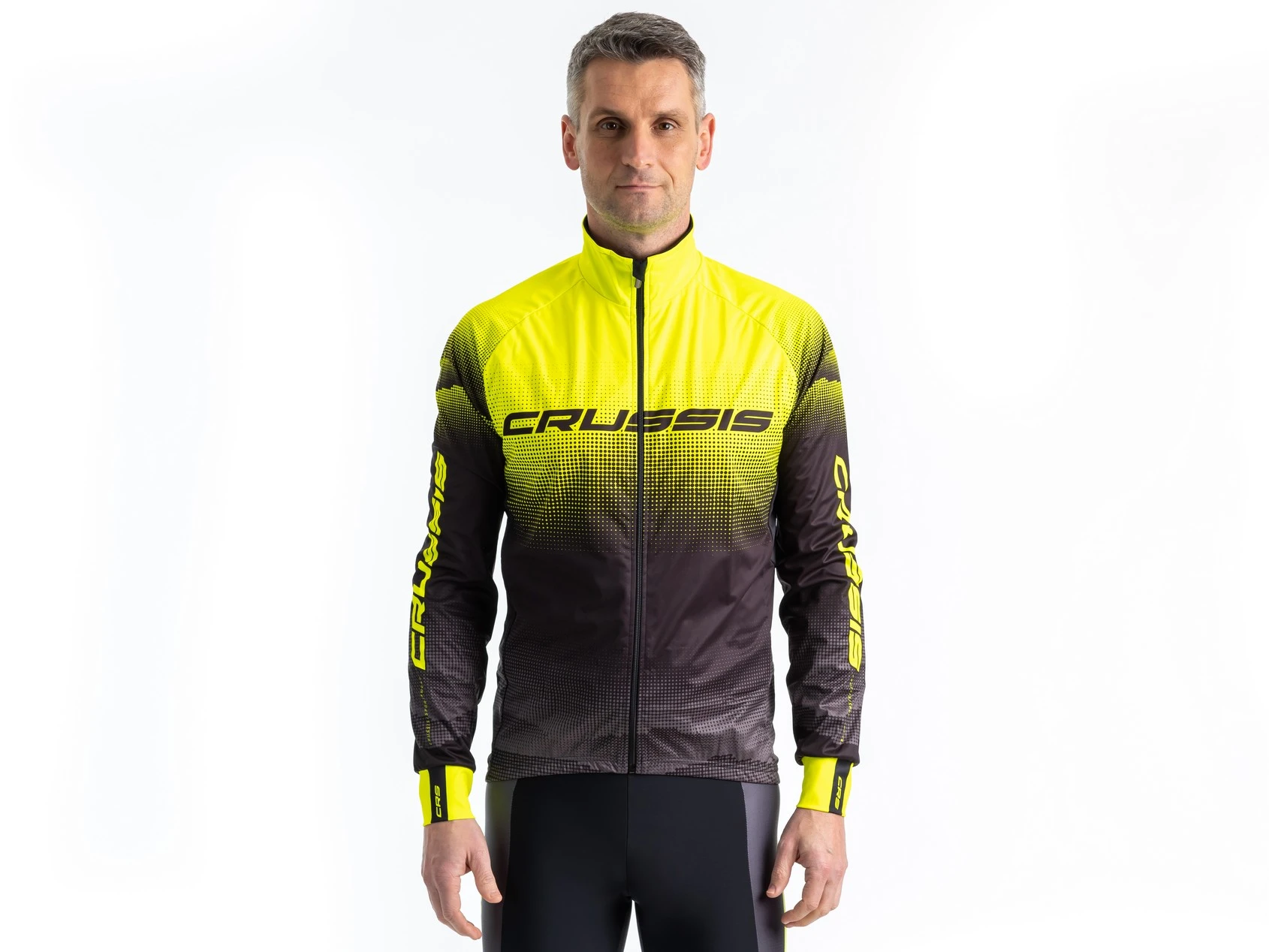Crussis Cyklistická bunda No-Wind pánská černá/žlutá XL