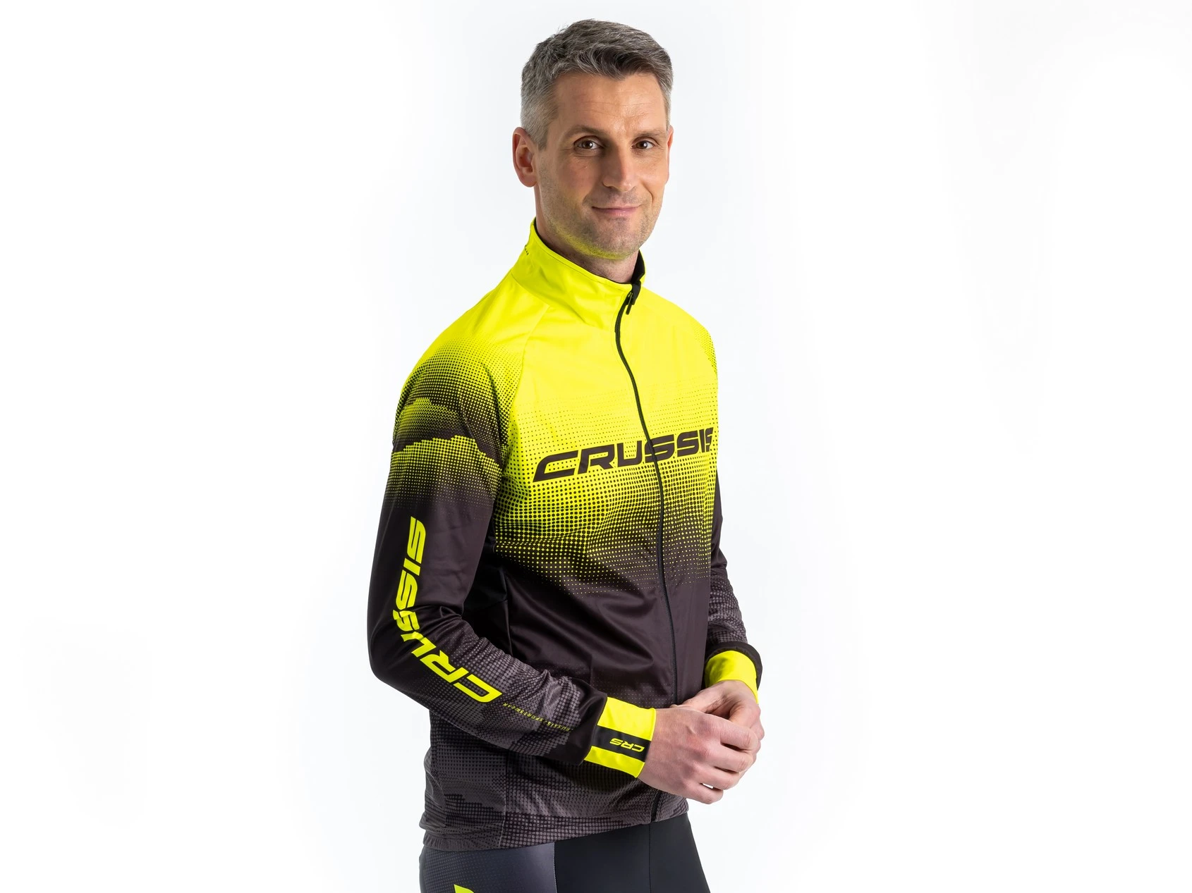 Crussis Cyklistická bunda No-Wind pánská černá/žlutá XL - Obrázek 2