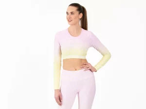 Crussis Crop Top dámský dlouhý rukáv FIT OMBRE M