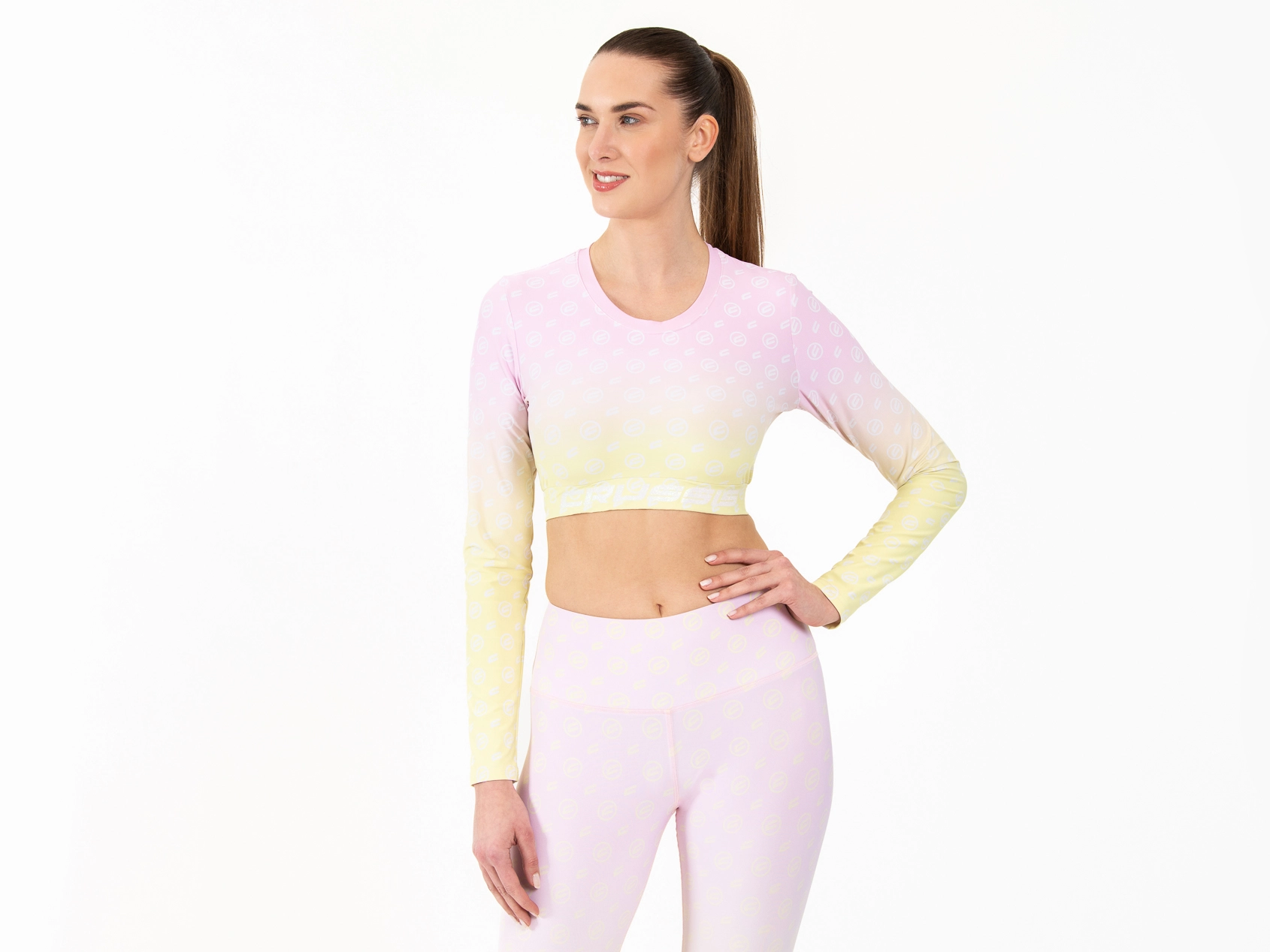 Crussis Crop Top dámský dlouhý rukáv FIT OMBRE XL