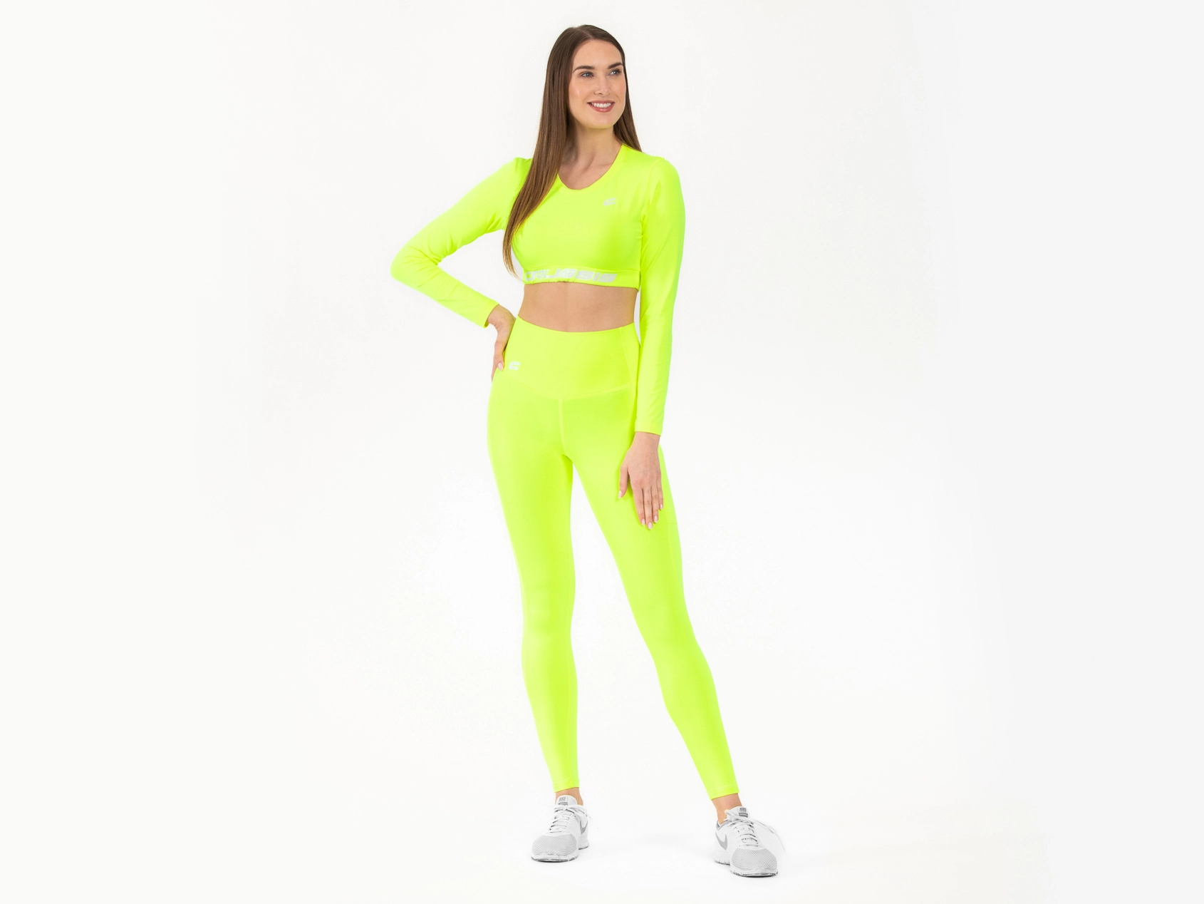 Crussis Legíny s vysokým pasem dámské NEON YELLOW XS - Obrázek 3