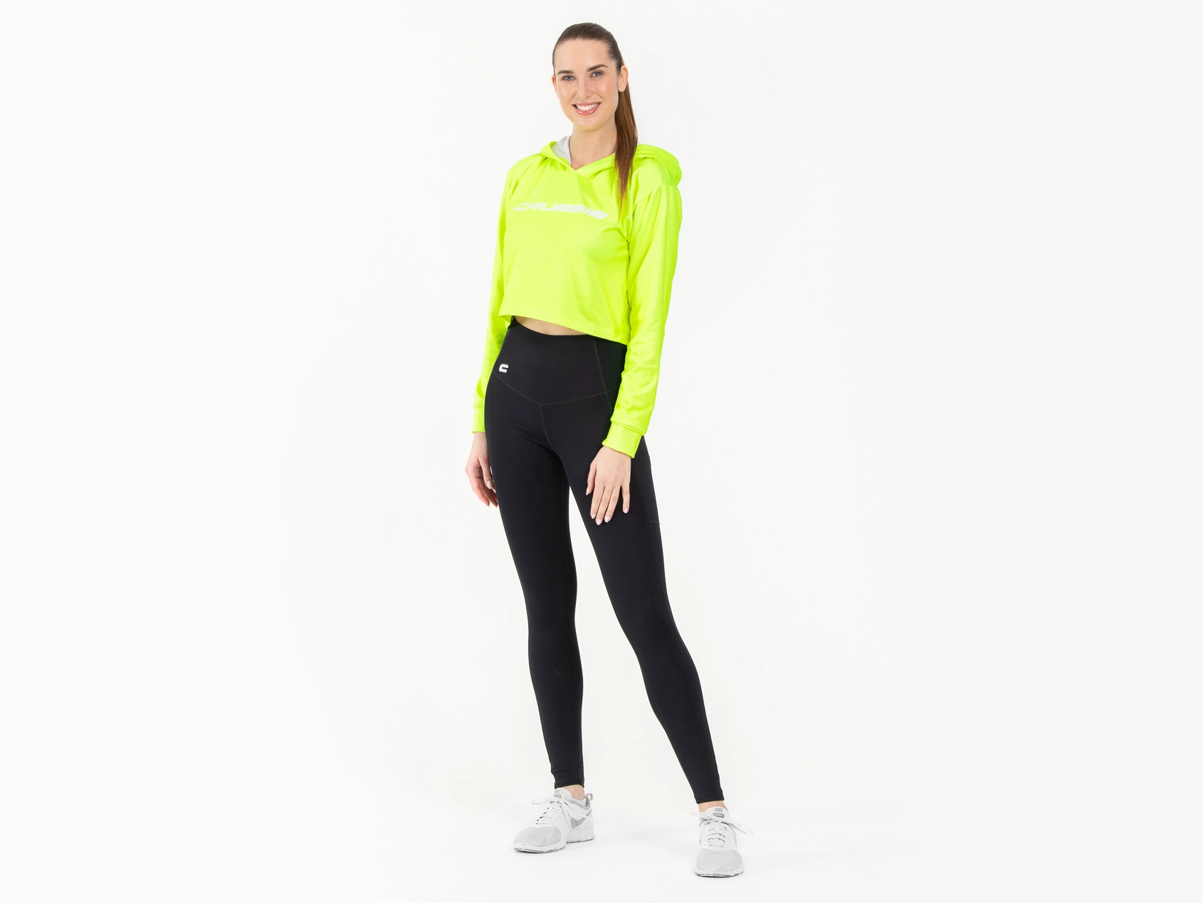 Crussis Crop mikina dámská krátká NEON YELLOW M - Obrázek 3