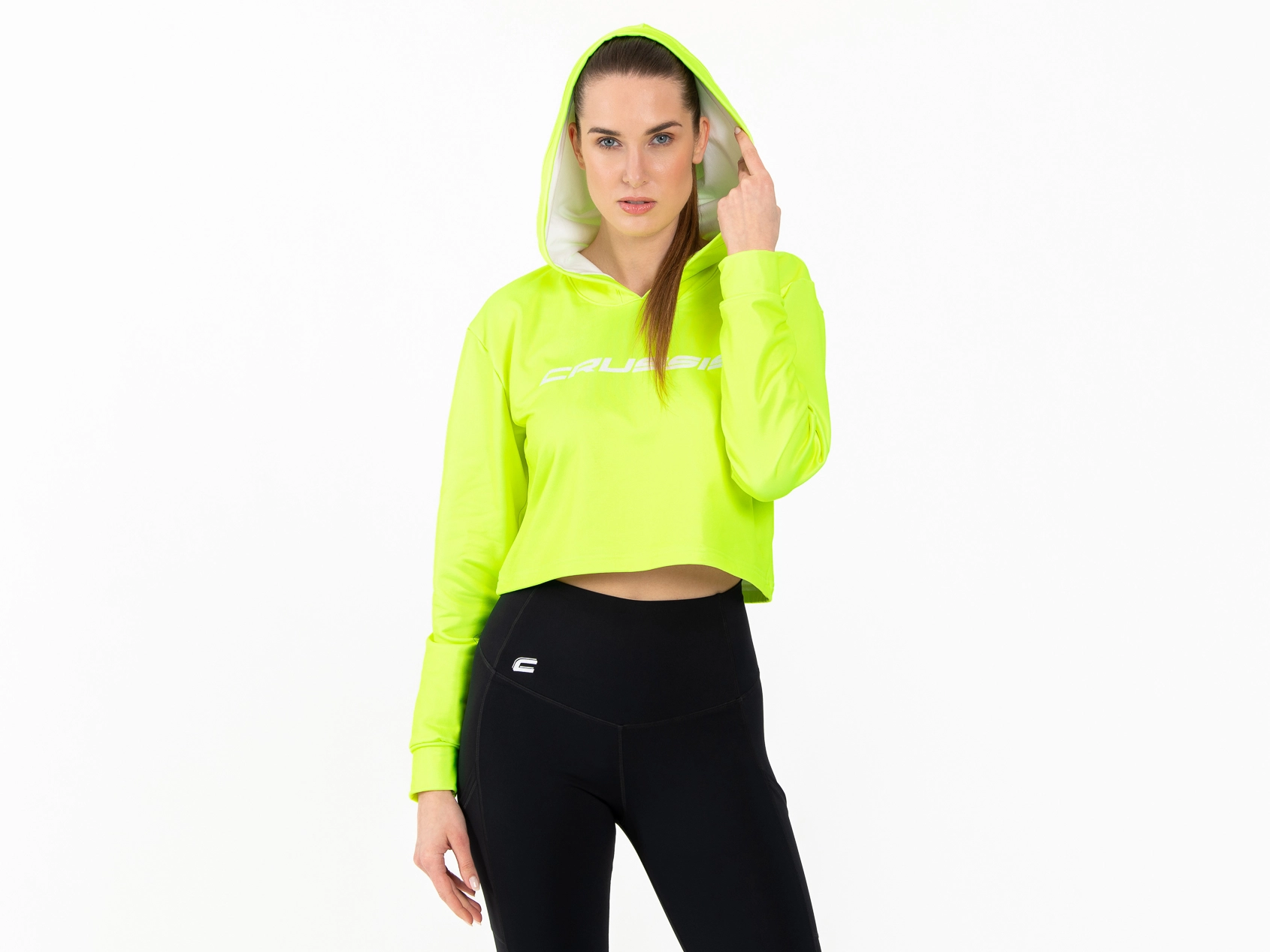 Crussis Crop mikina dámská krátká NEON YELLOW M