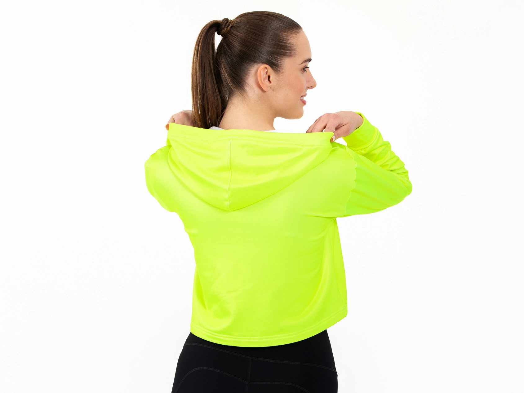 Crussis Crop mikina dámská krátká NEON YELLOW M - Obrázek 2