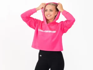 Crussis Crop mikina dámská krátká NEON PINK XL