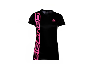 Crussis Triko dámské krátký rukáv černé/růžové fluo logo XS