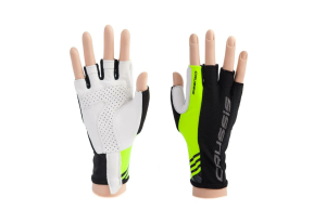 Crussis Cyklistické rukavice černá/žlutá fluo M