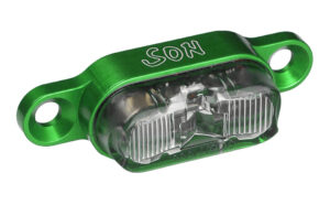 SON Rear Light rack mount - světle zelená / čirá - 50mm spacing