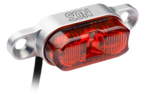 SON Rear Light DC for rack mount - stříbrná / červená - 50mm spacing