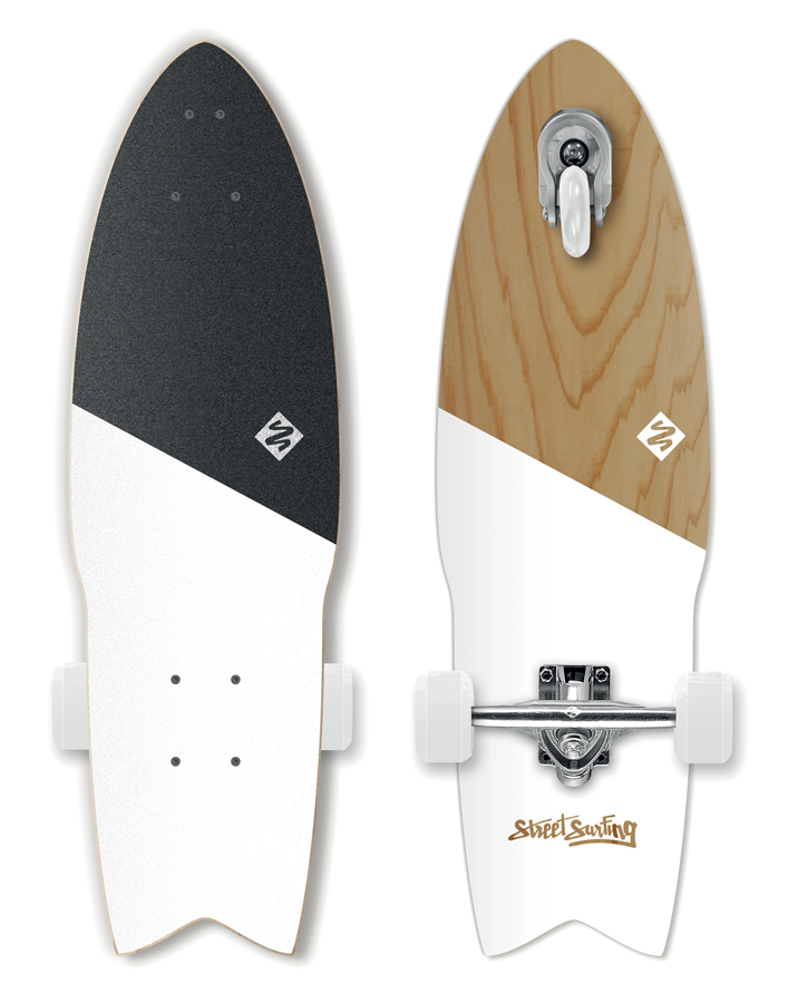Longboard Street Surfing SHARK ATTACK 30” Koa White