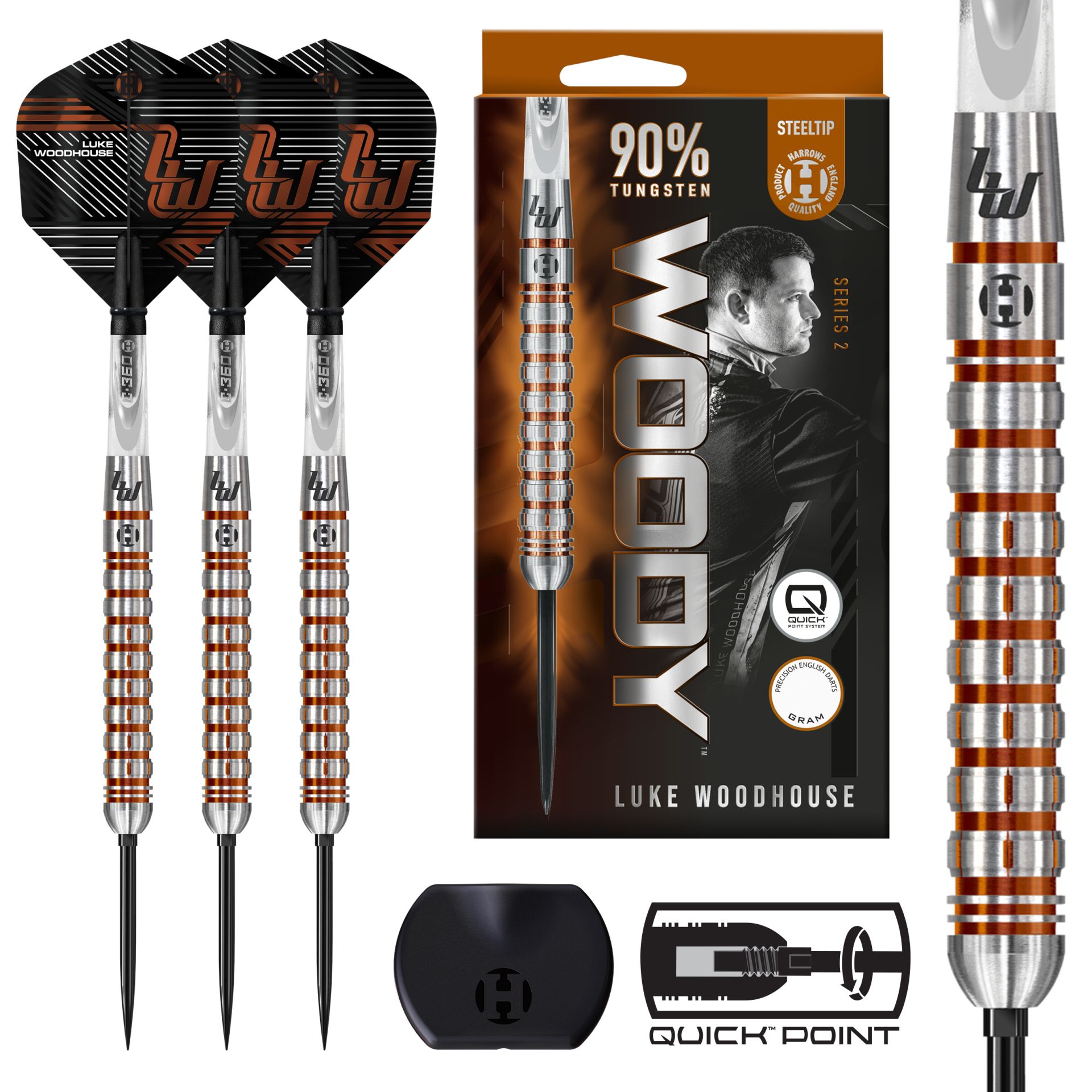 Harrows Šipky Harrows Luke Woodhouse 90% series 2 Quick Point steel 21g - Luke Woodh. s2 QP steel 21g