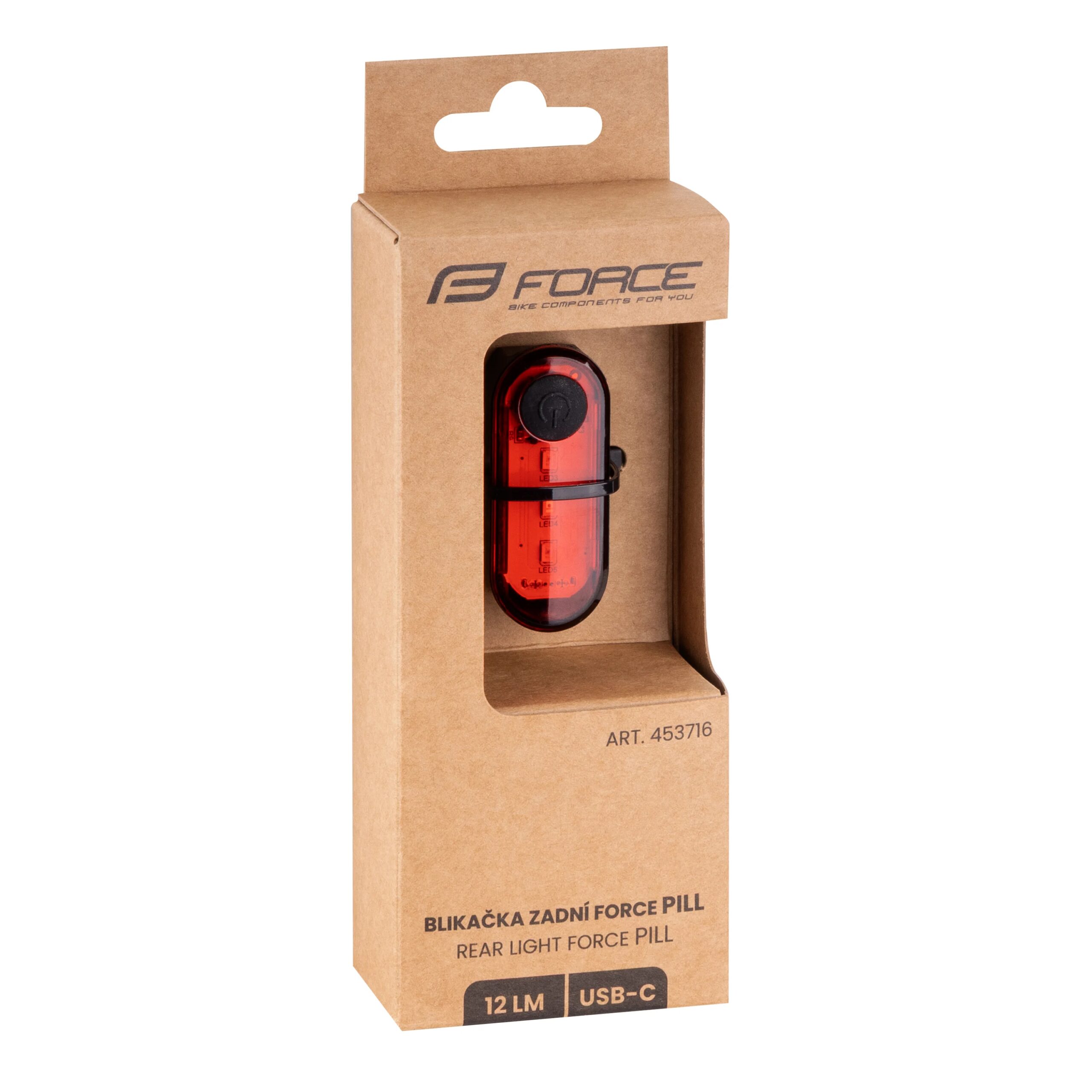 blikačka zadní FORCE PILL 12 LM, 3 x LED, USB - Obrázek 5