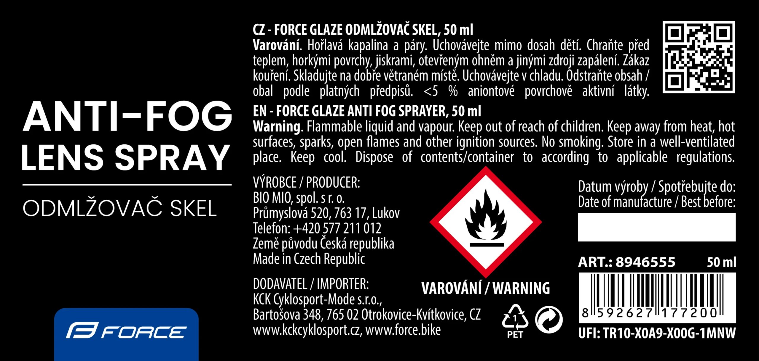 čistič a odmlžovač skel brýlí FORCE GLAZE 50 ml - Obrázek 2
