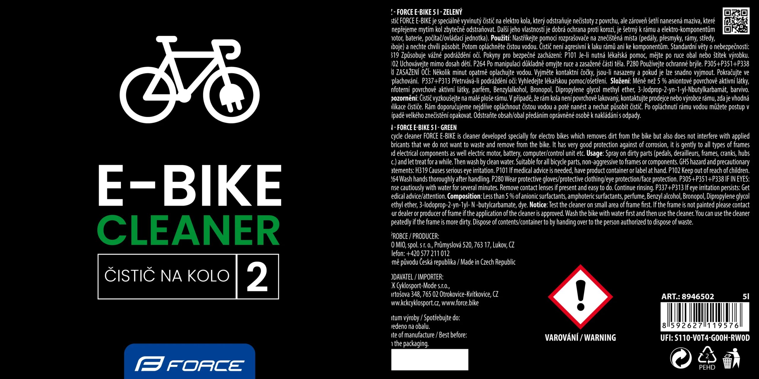 čistič FORCE E-BIKE k doplnění - 5l - zelený - Obrázek 2