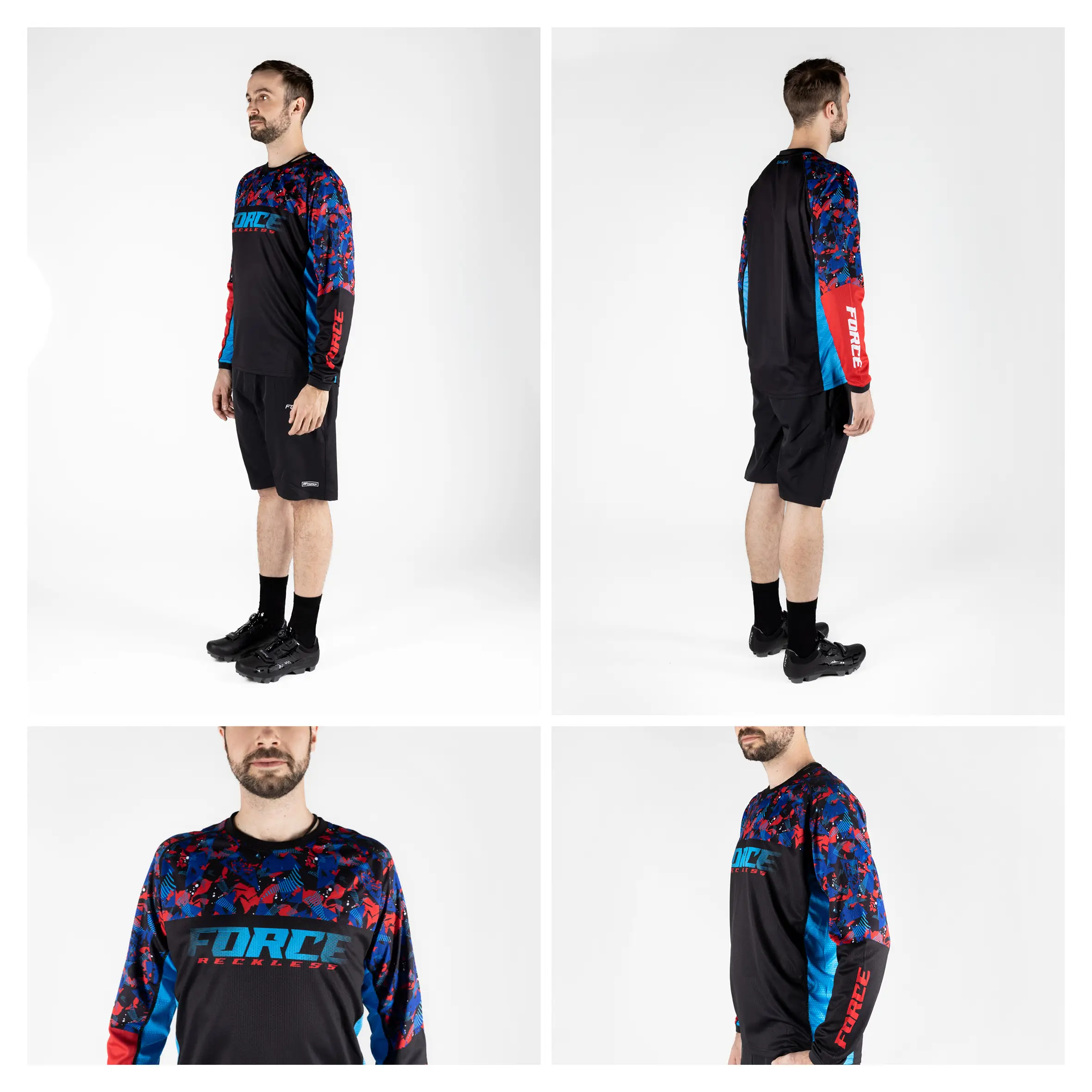 dres F RECKLESS dl. rukáv, černo-červeno-modrý M - Obrázek 3