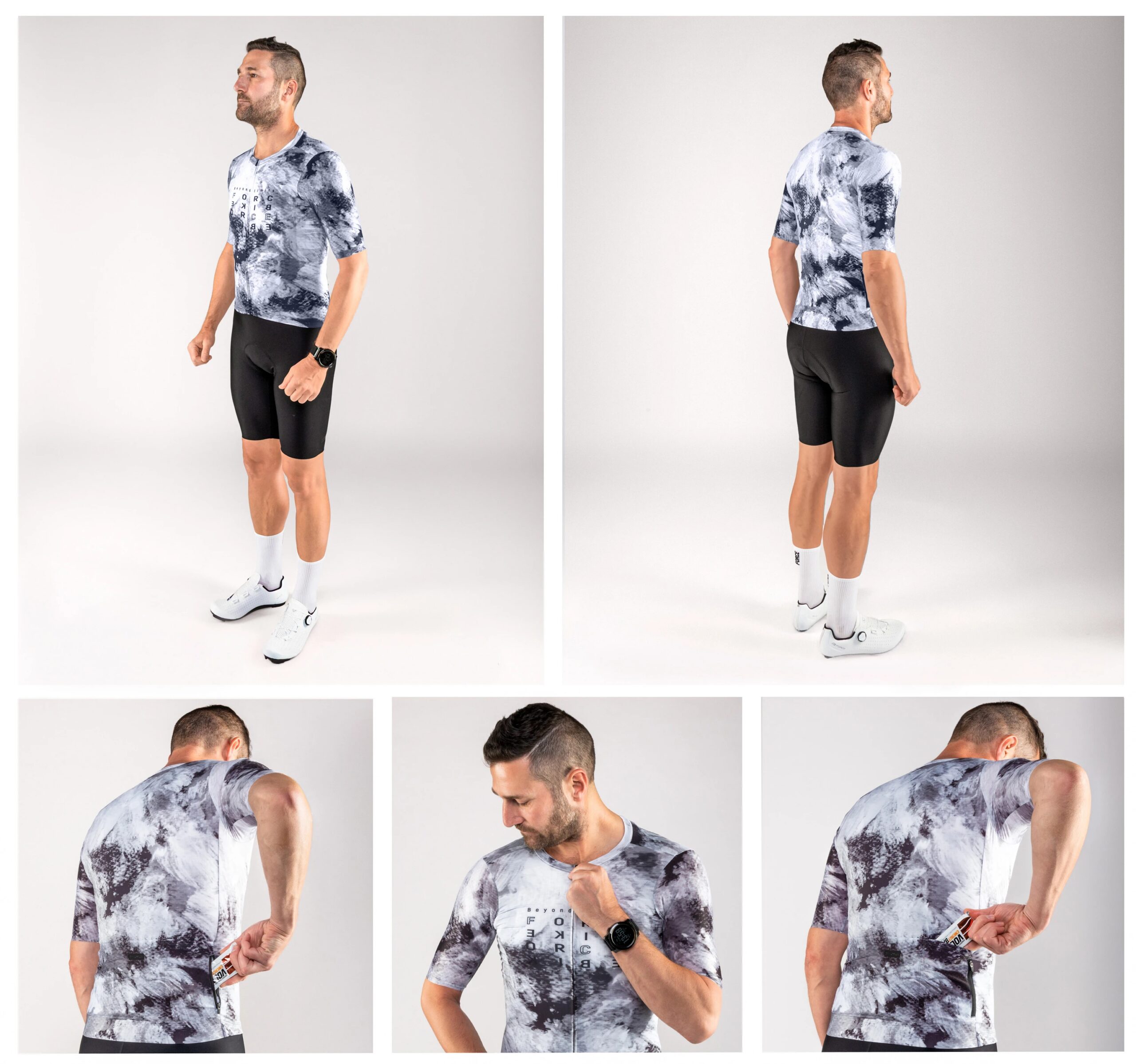 dres FORCE CRAZY kr. rukáv, černo-bílý XS - Obrázek 3