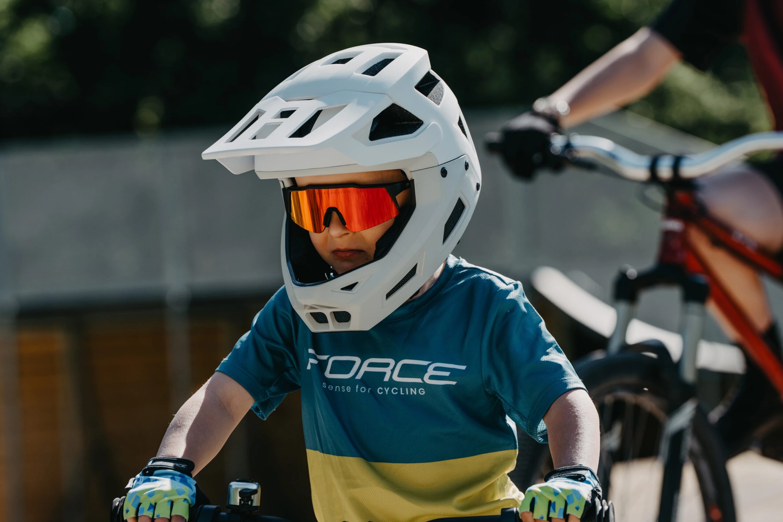 dres FORCE KID MTB CHEERY, modro-limetkový 116-128 - Obrázek 4