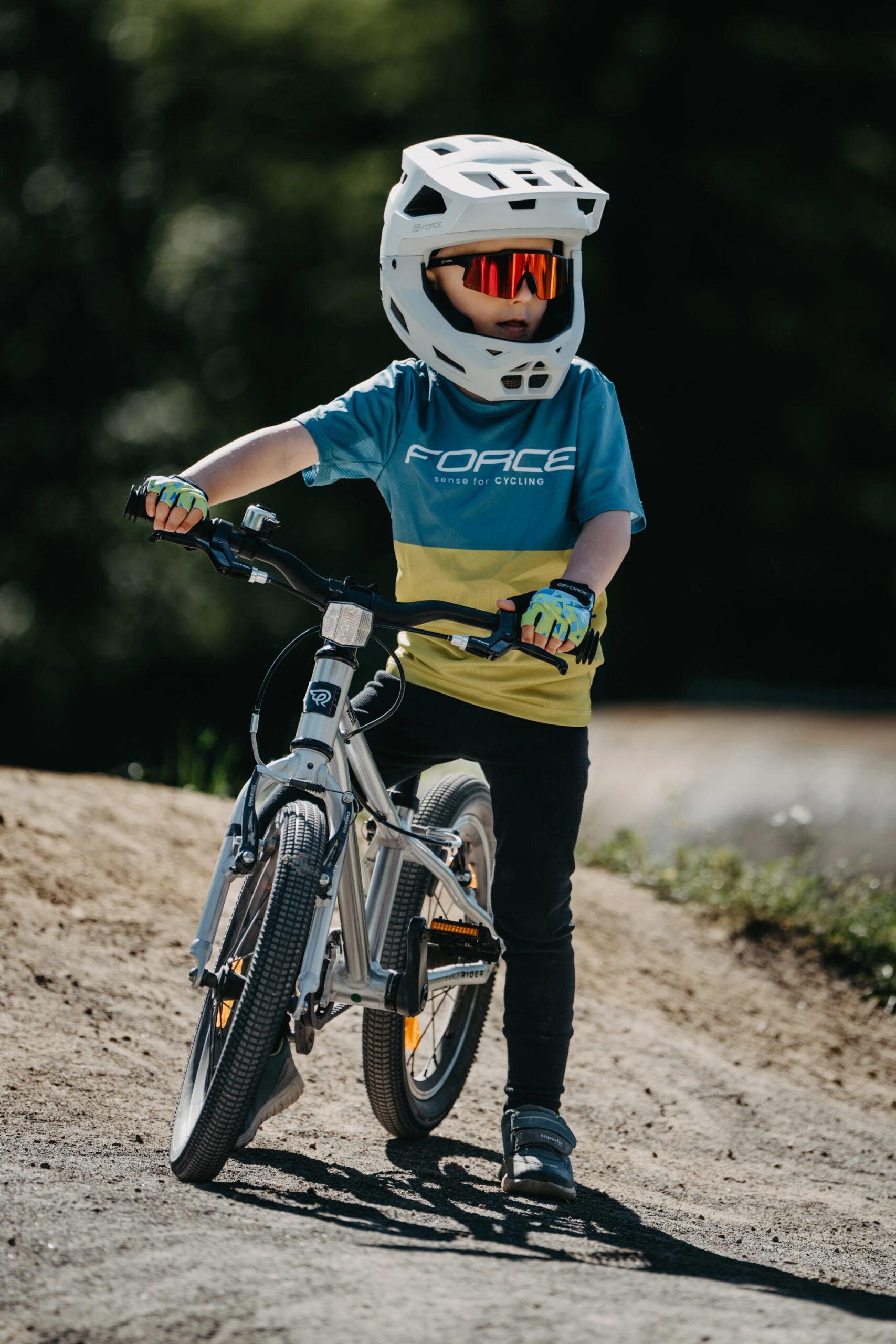 dres FORCE KID MTB CHEERY, modro-limetkový 128-140 - Obrázek 3