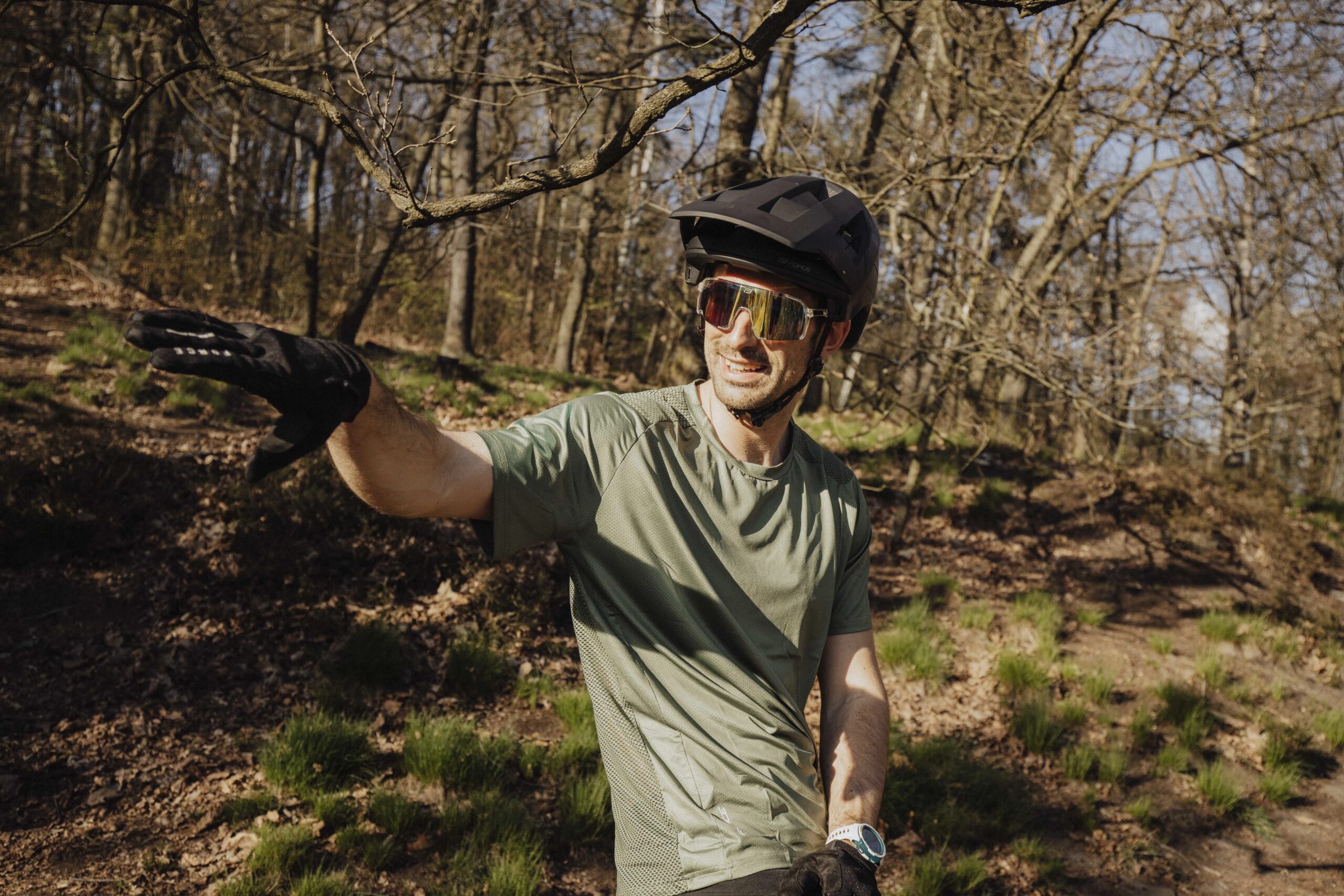 dres FORCE MTB MOUNT krátký rukáv, army XS - Obrázek 3