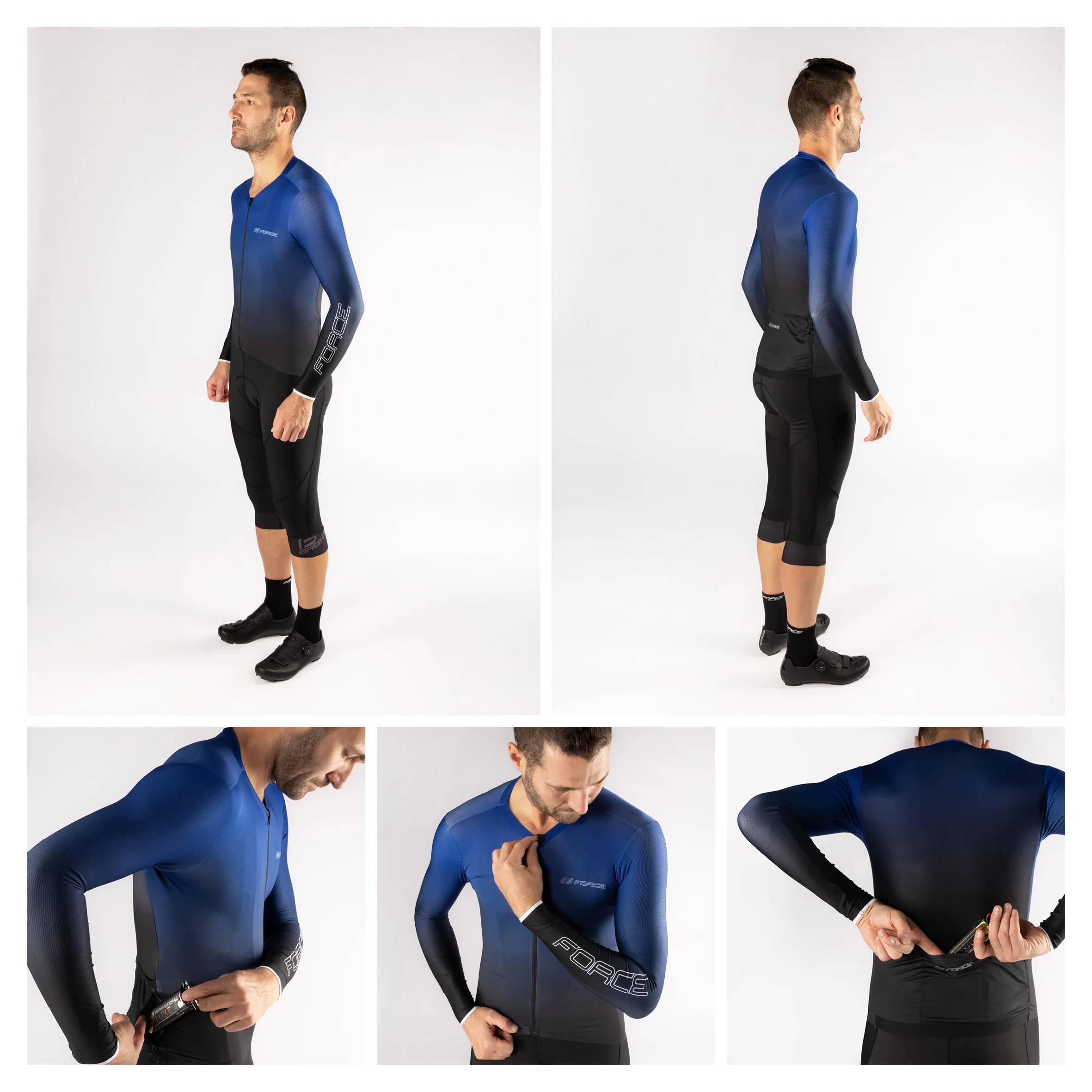 dres FORCE SMOOTH dlouhý rukáv, modro-černý XS - Obrázek 3