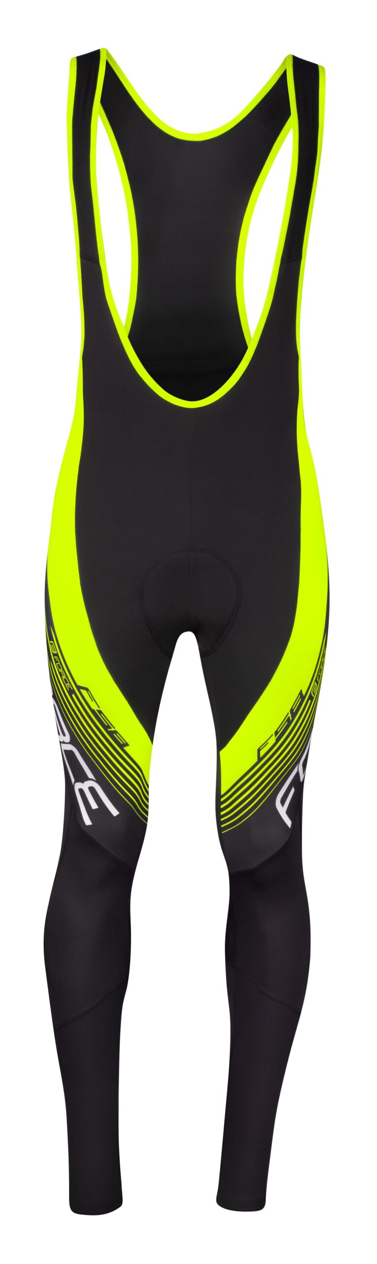 kalhoty FORCE F58 se šráky a vložkou, črn-fluo S