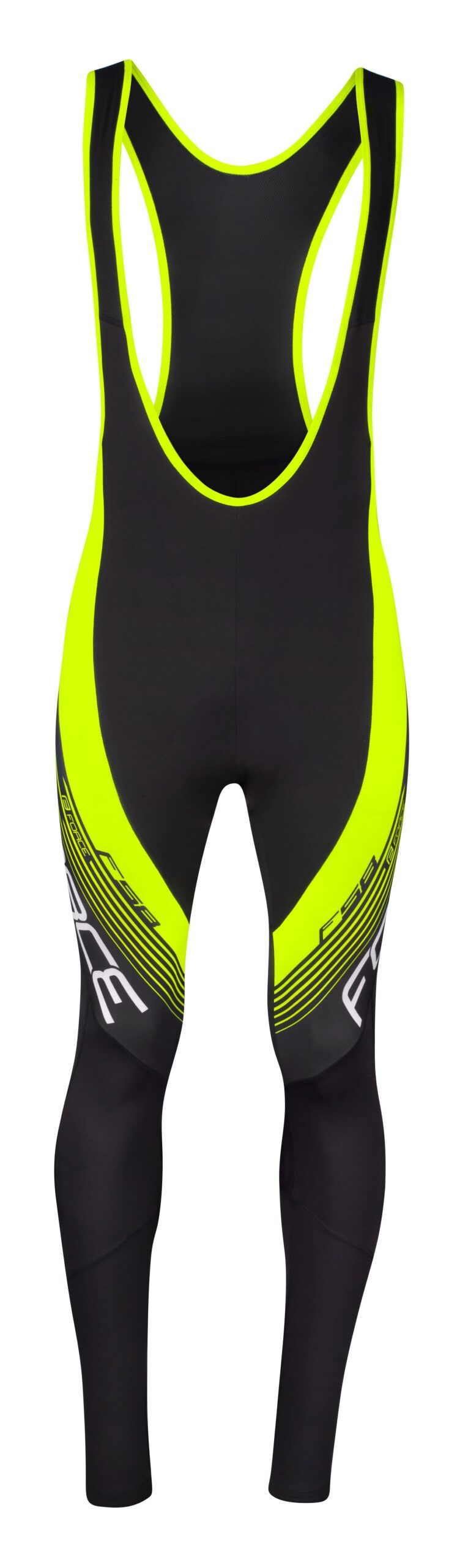 kalhoty FORCE F58 se šráky bez vložky, črn-fluo S