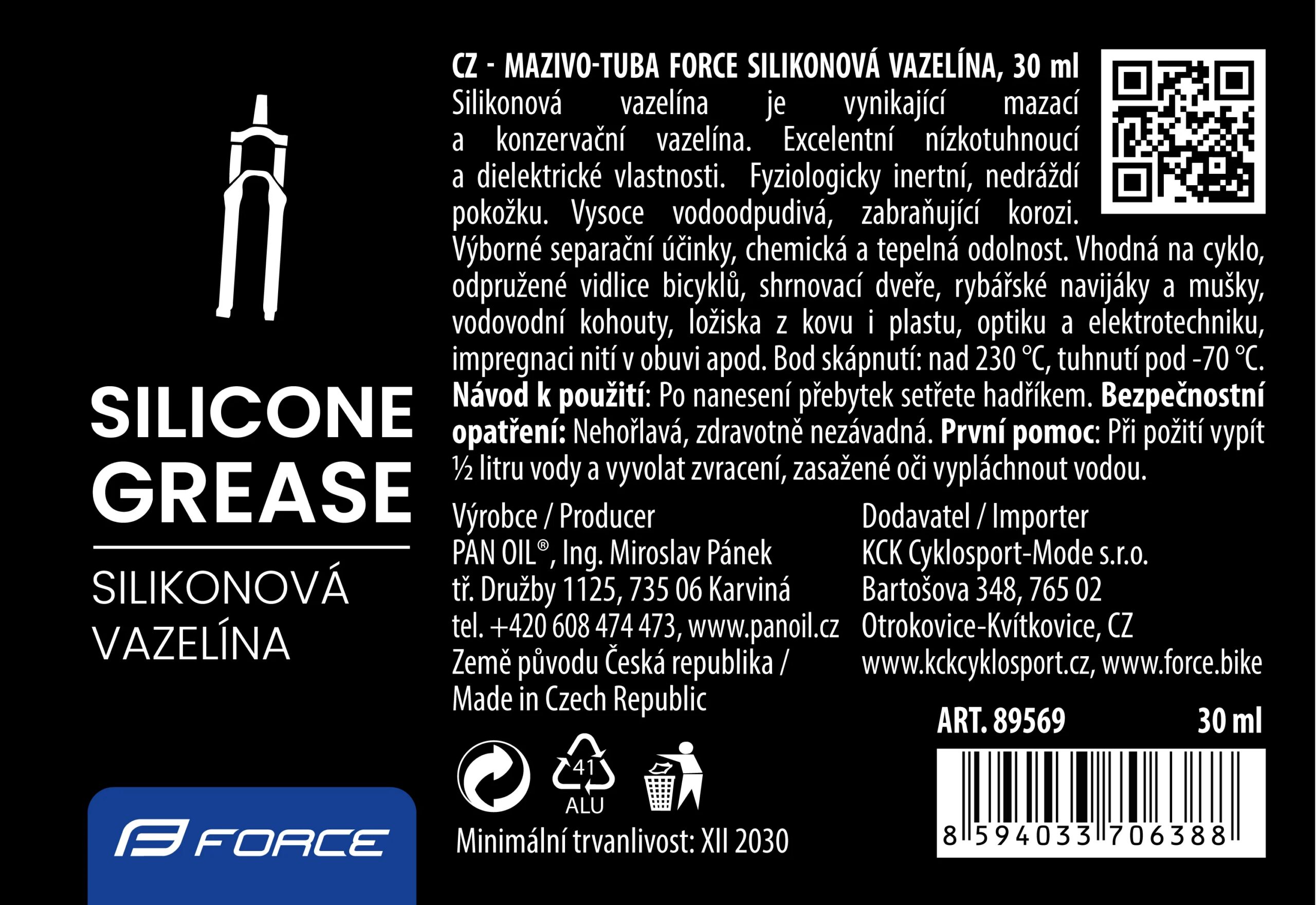mazivo-tuba FORCE silikonová vazelína, 30ml - Obrázek 2
