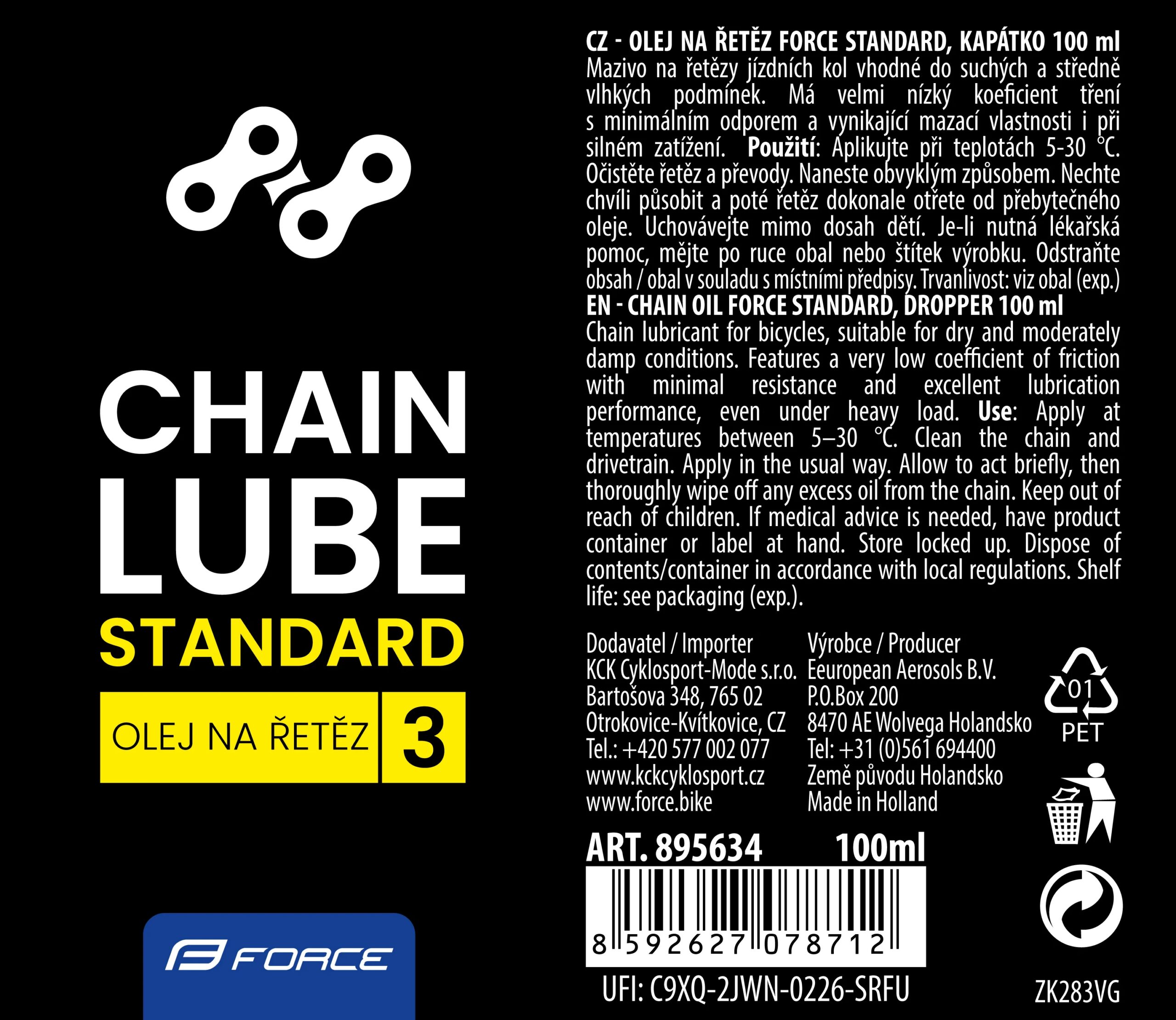 olej na řetěz FORCE STANDARD, kapátko 100 ml - Obrázek 3
