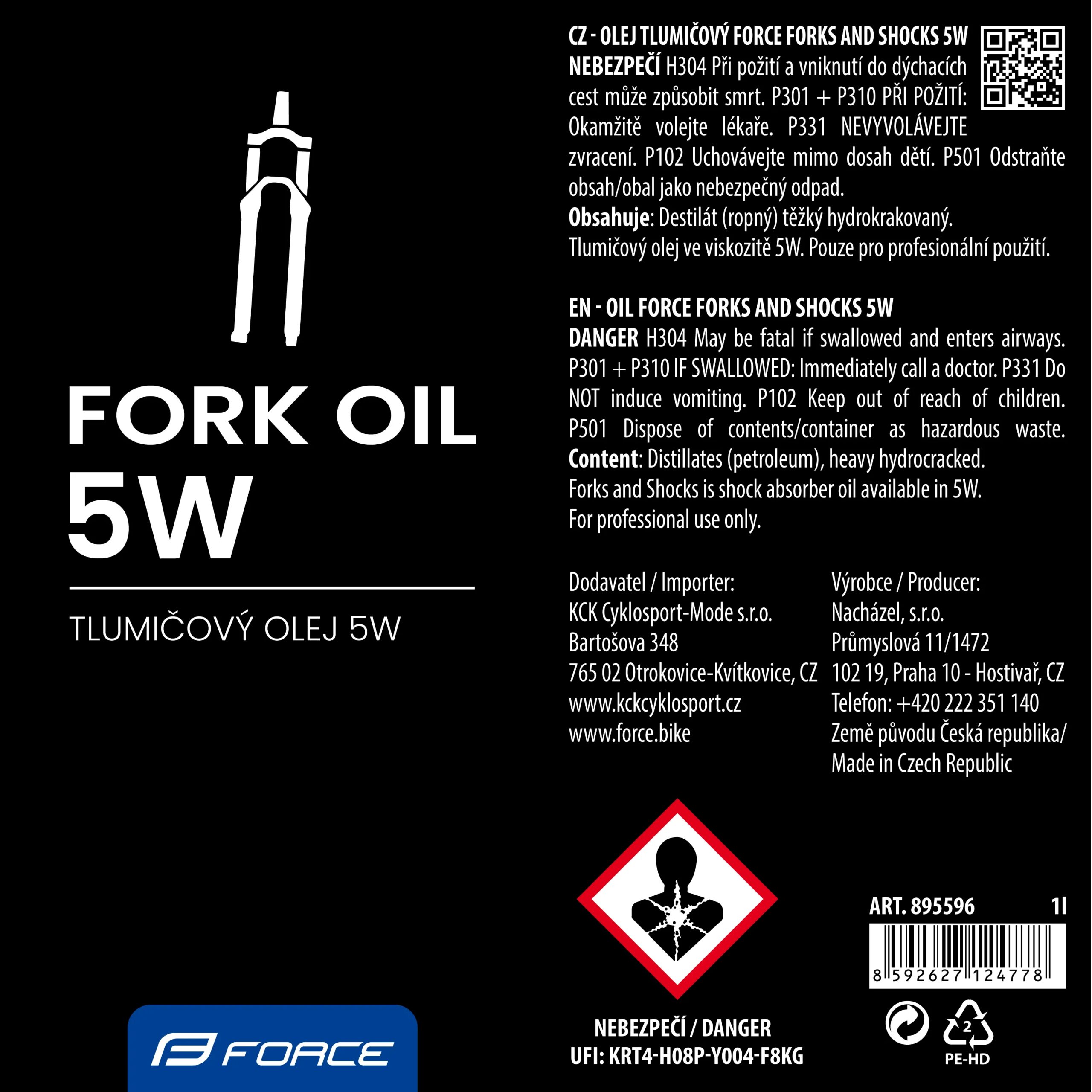olej tlumičový 5W FORCE, láhev 1 l - Obrázek 2
