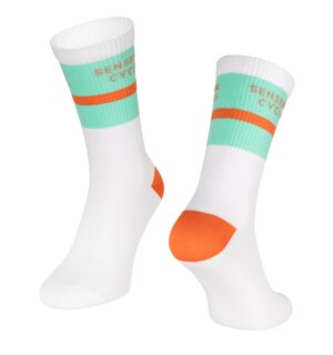 ponožky FORCE STRIPE dlouhé, bílé L-XL/42-46