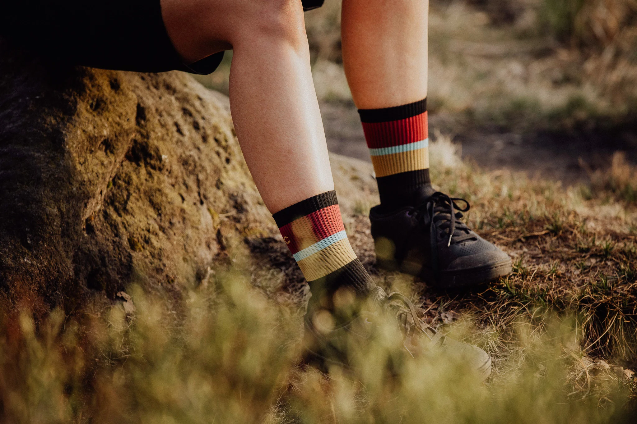 ponožky FORCE STRIPE dlouhé, černé - Obrázek 2