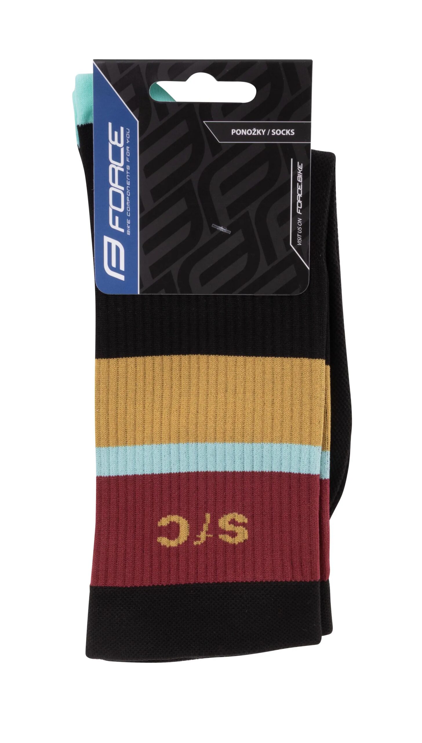 ponožky FORCE STRIPE dlouhé, černé L-XL/42-46 - Obrázek 3