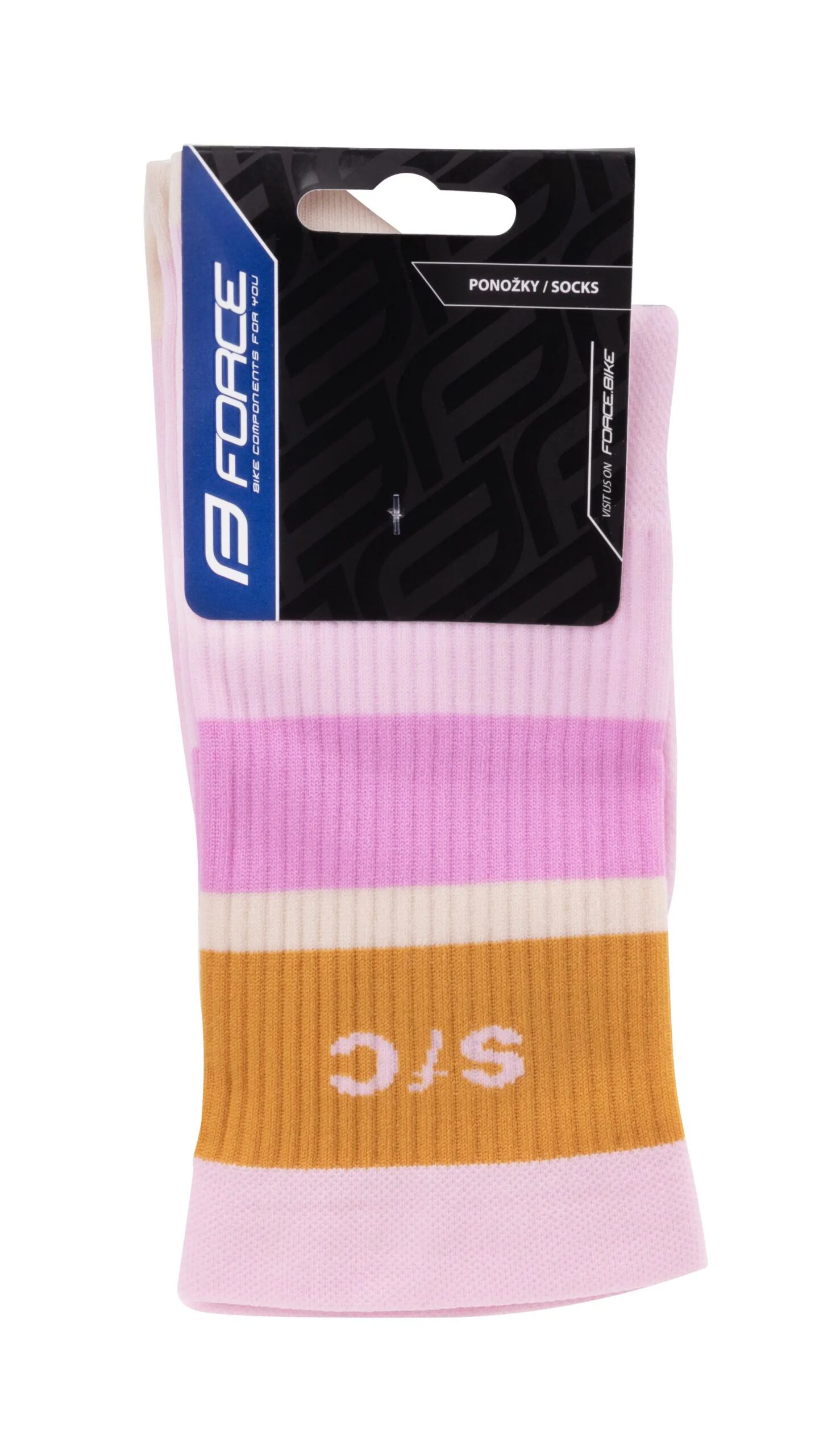 ponožky FORCE STRIPE dlouhé, růžové S-M/36-41 - Obrázek 4