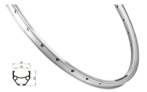 ráfek FORCE CLASSIC 559x19, 32děr, stříbrný