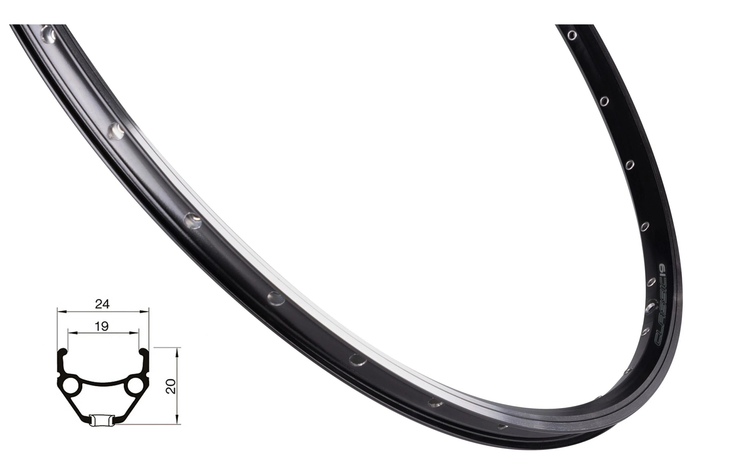ráfek FORCE CLASSIC 622x19, 32děr, černý