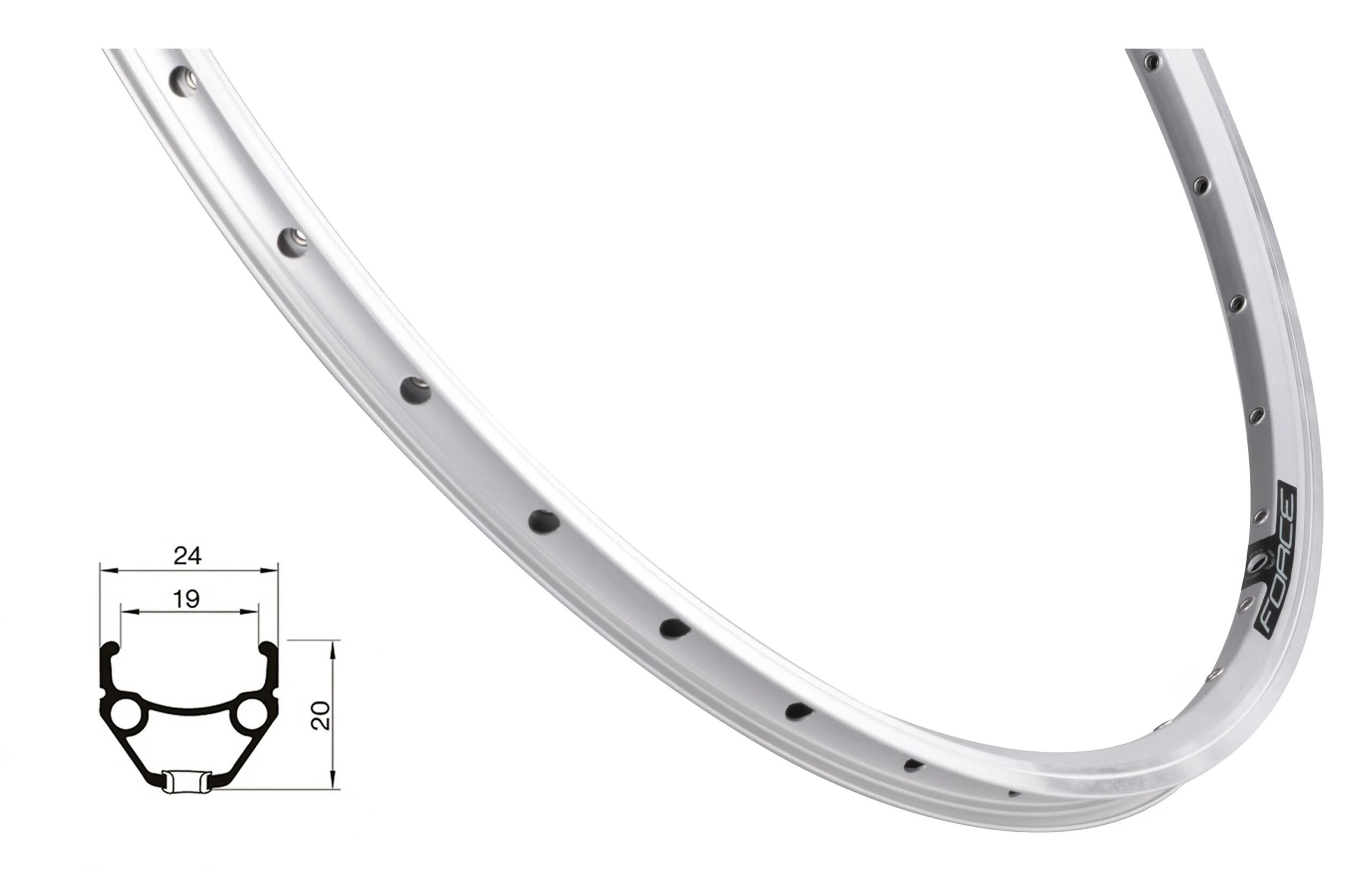 ráfek FORCE CLASSIC 622x19, 32děr, stříbrný