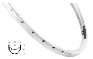 ráfek FORCE PRIME 559x21, 32děr, stříbrný