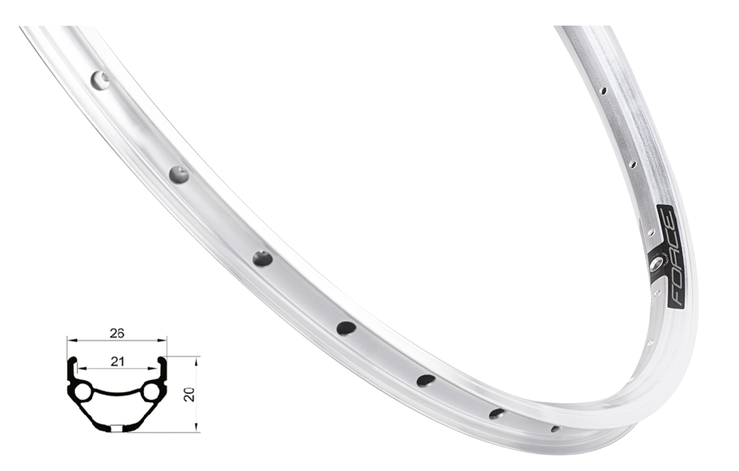 ráfek FORCE PRIME 559x21, 32děr, stříbrný