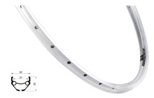 ráfek FORCE PRIME 622x21, 32děr, stříbrný