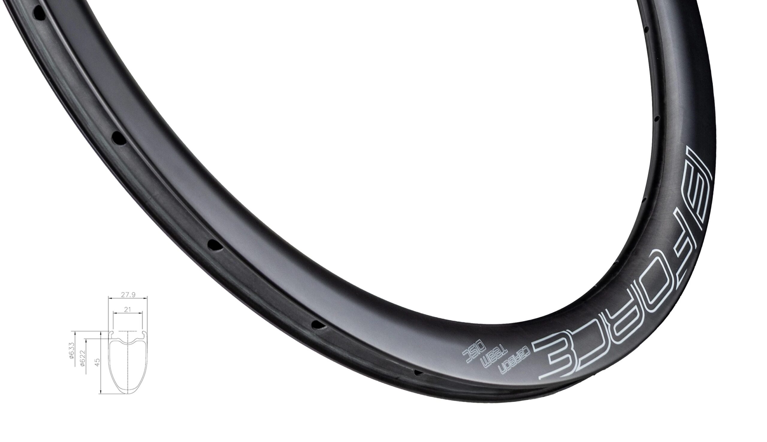 ráfek FORCE siln.plášť. KARBON DISC 45mm Z, 24 děr