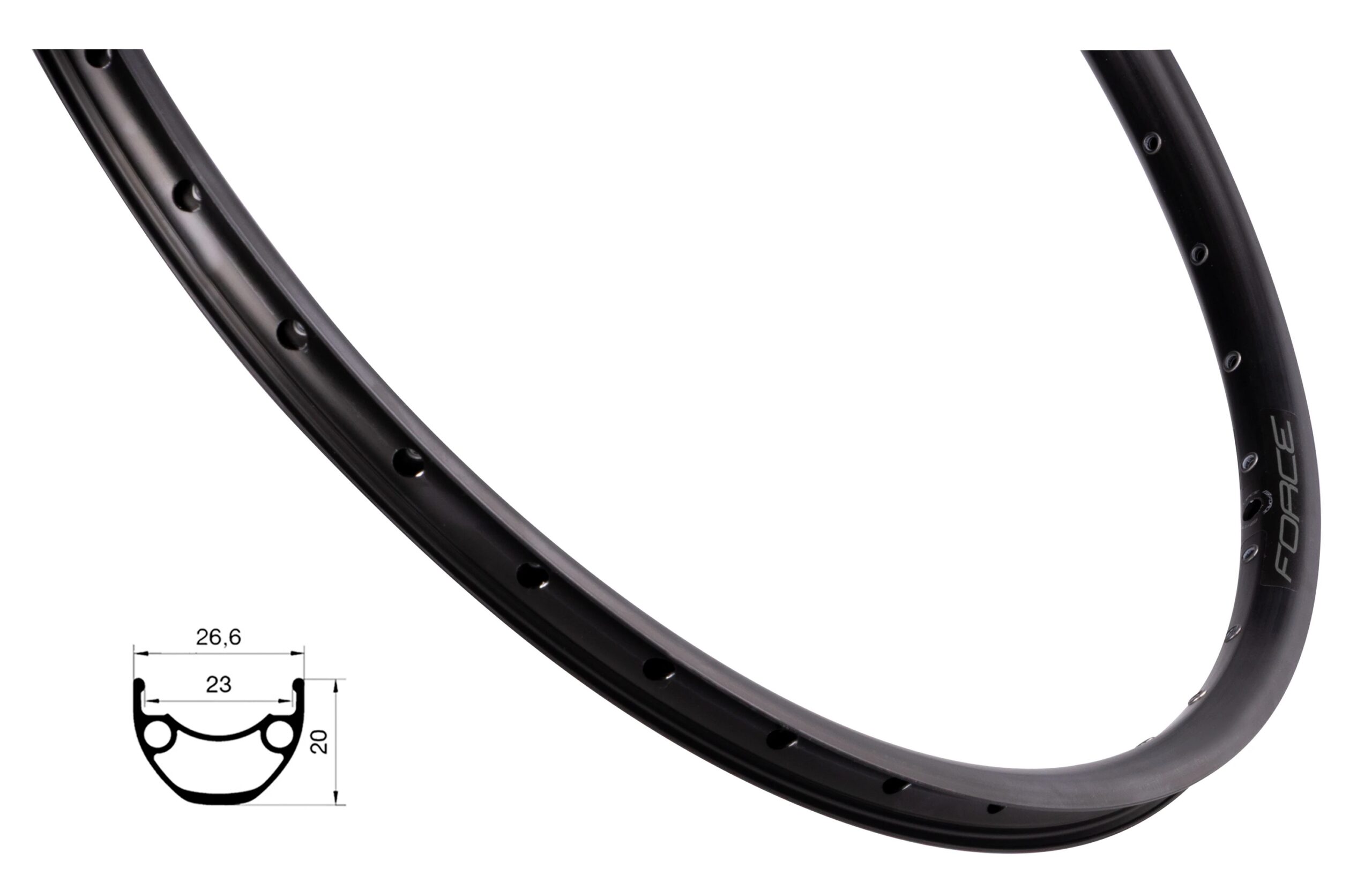 ráfek FORCE XC DISC 559x23, 32děr, černý