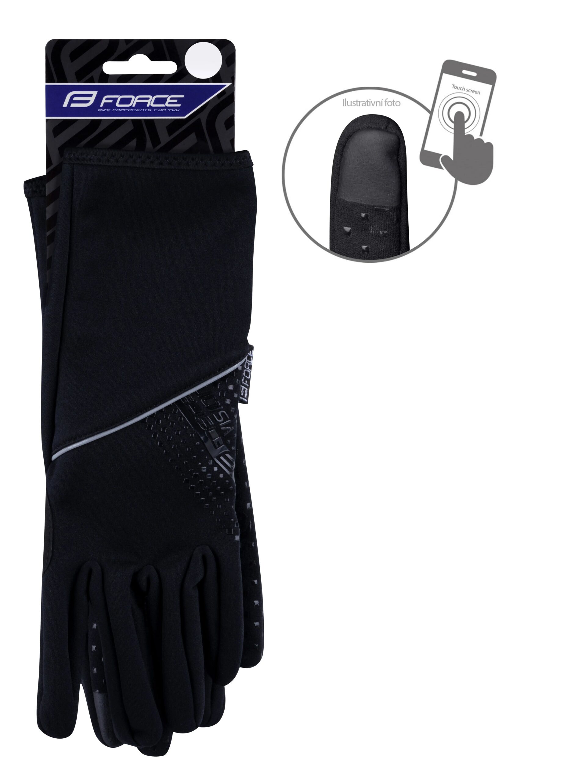 rukavice F VISION softshell, jaro-podzim, černé XS - Obrázek 2