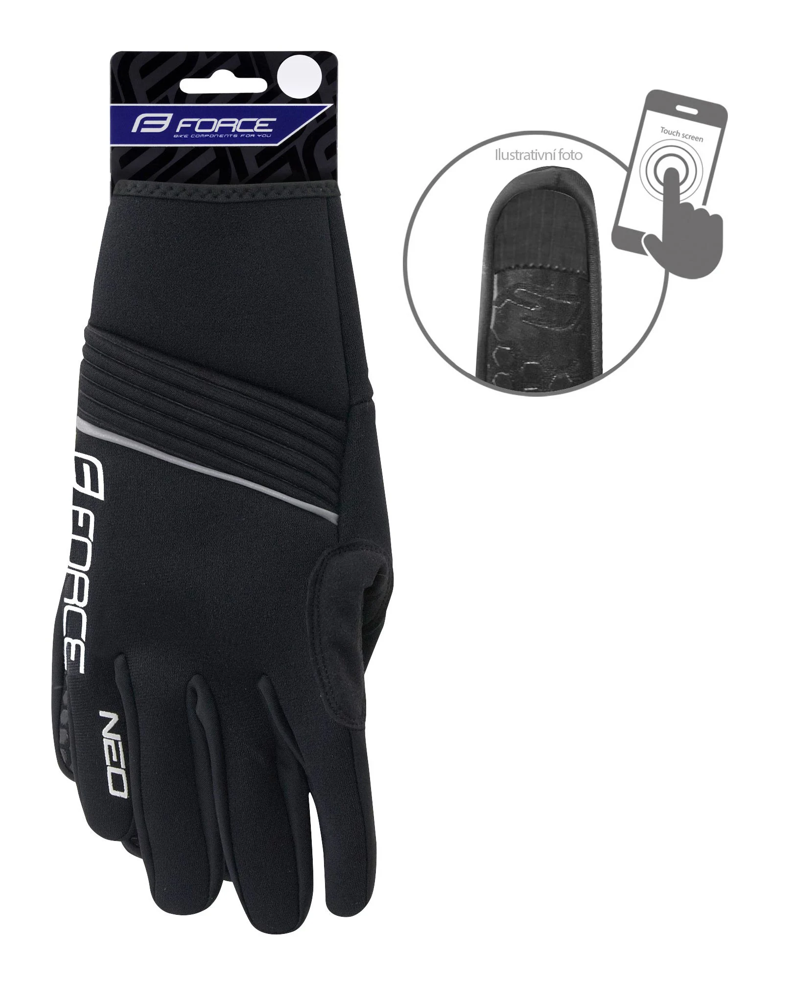 rukavice neoprén FORCE NEO, černé S - Obrázek 3