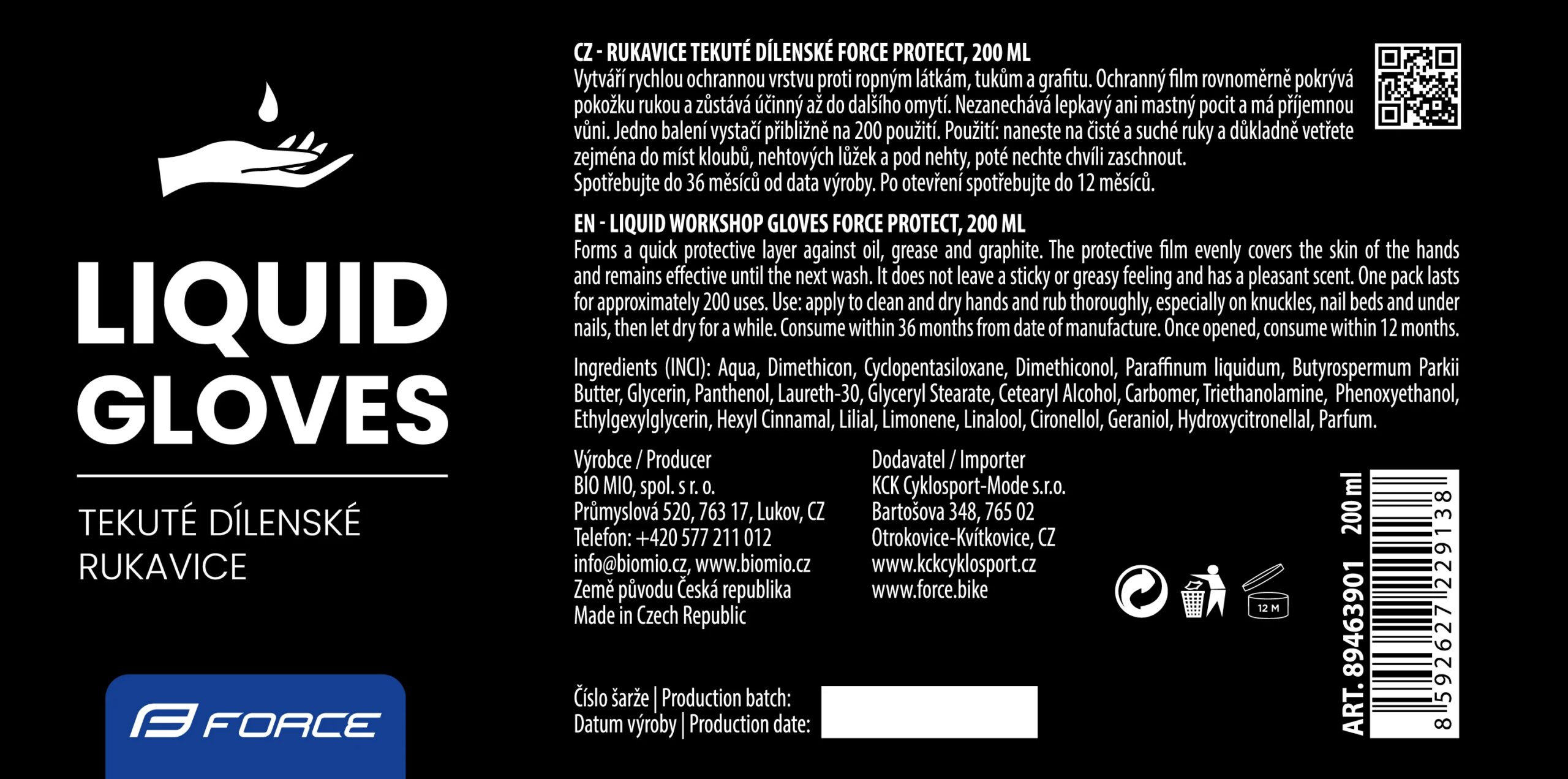 rukavice tekuté dílenské FORCE PROTECT, 200 ml - Obrázek 2