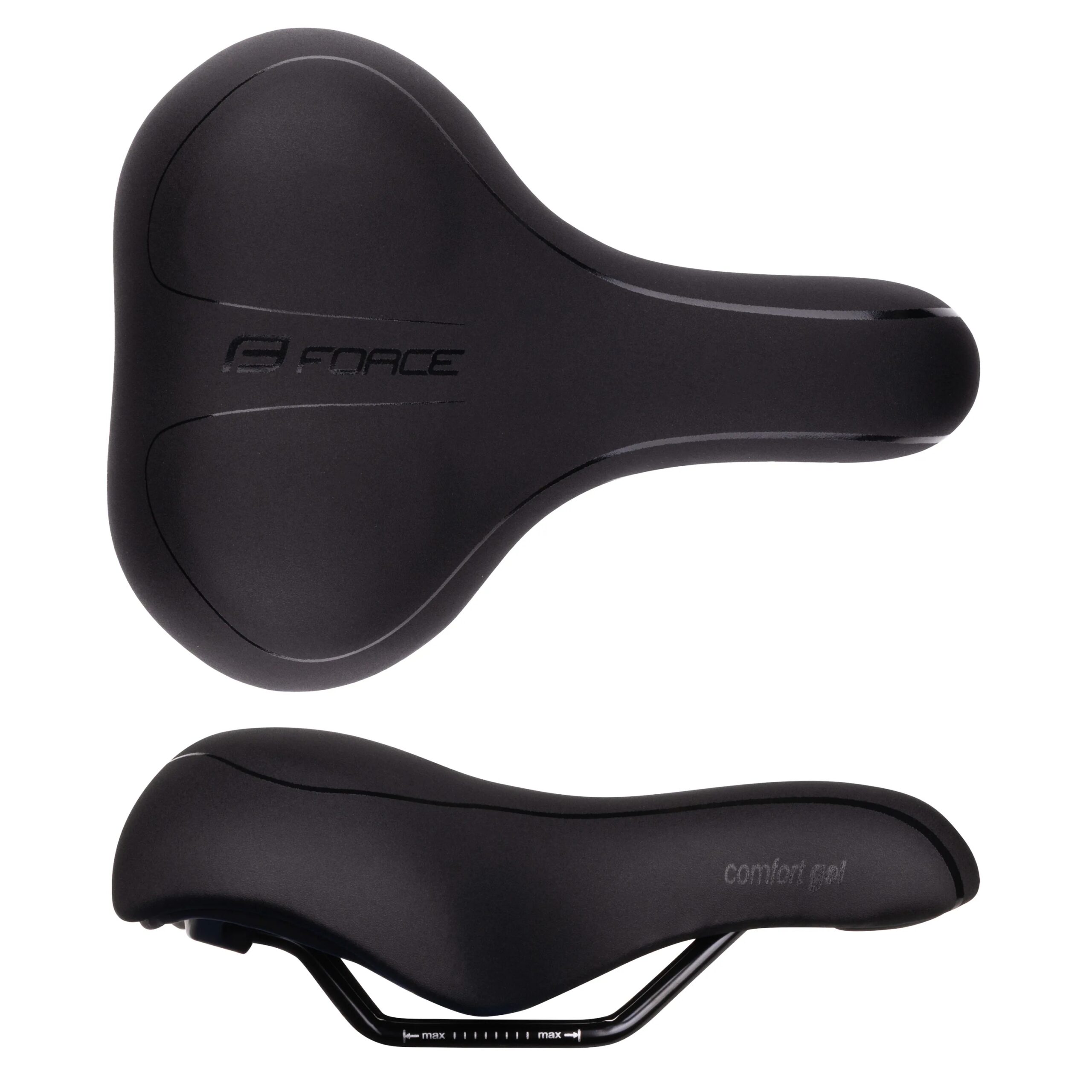 sedlo FORCE COMFORT GEL UNI turistické, černé - Obrázek 3