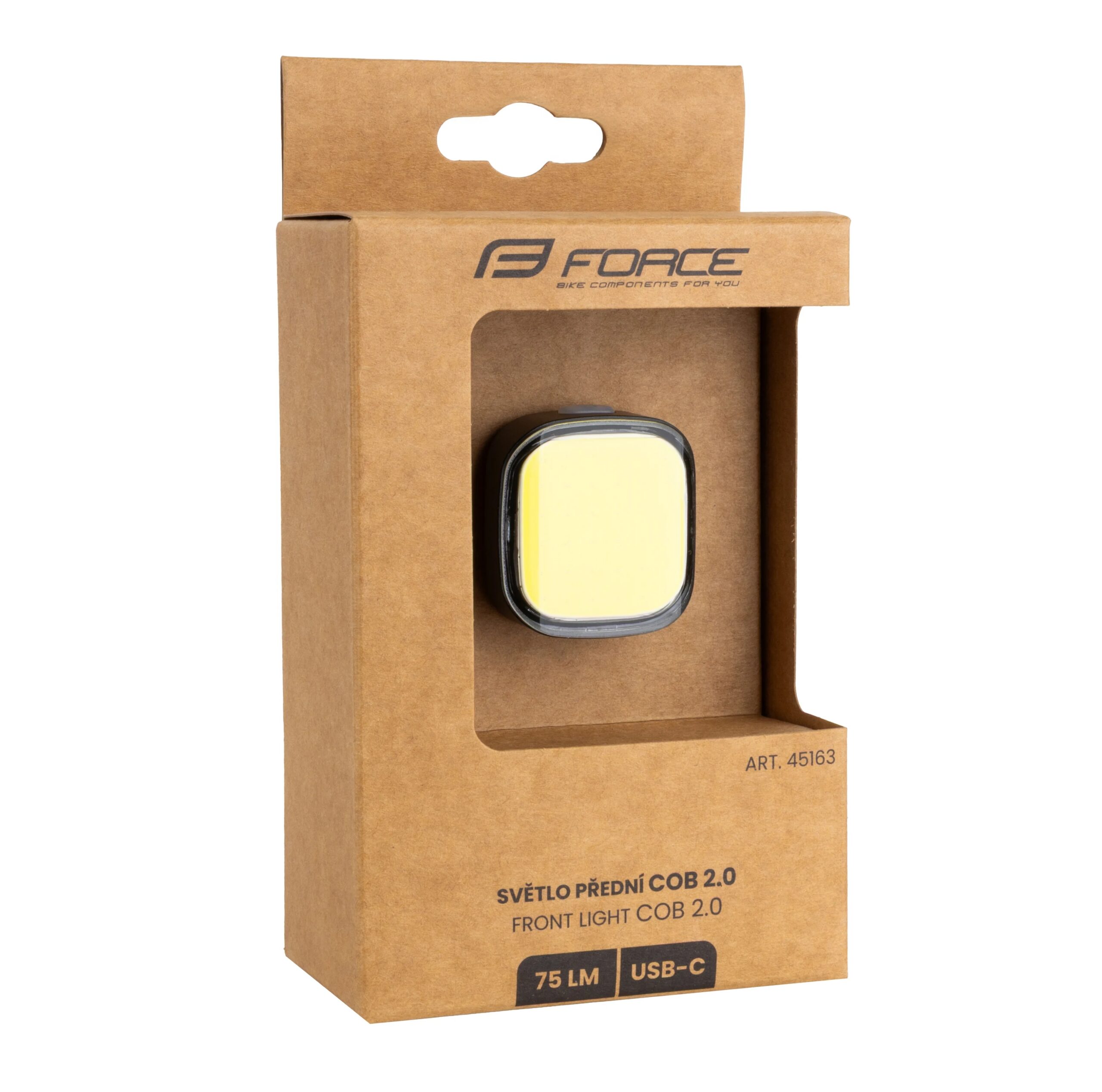 světlo/blikačka přední FORCE COB 2.0 75LM USB,čern - Obrázek 6