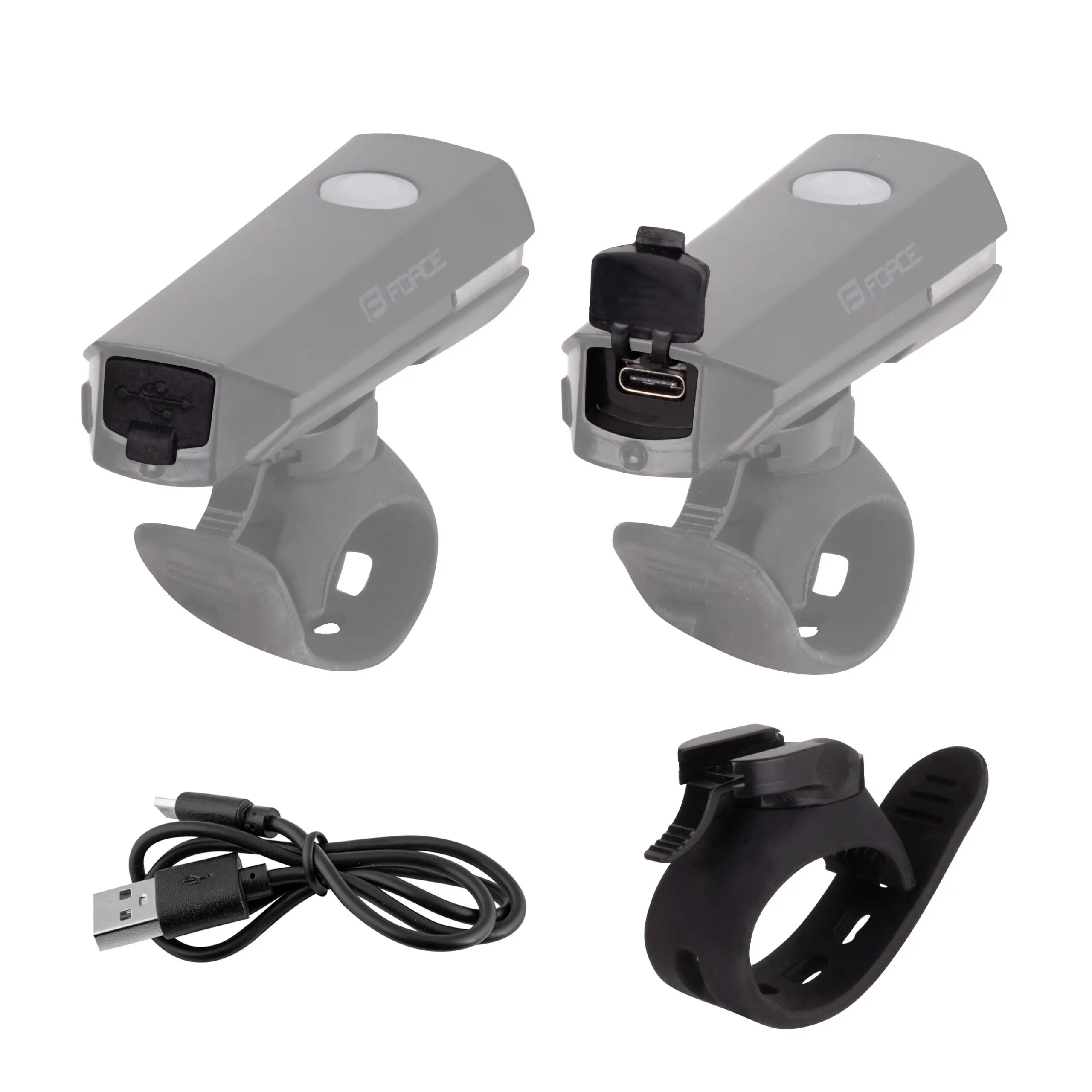 světlo přední FORCE FLUX 200LM USB, černé - Obrázek 3