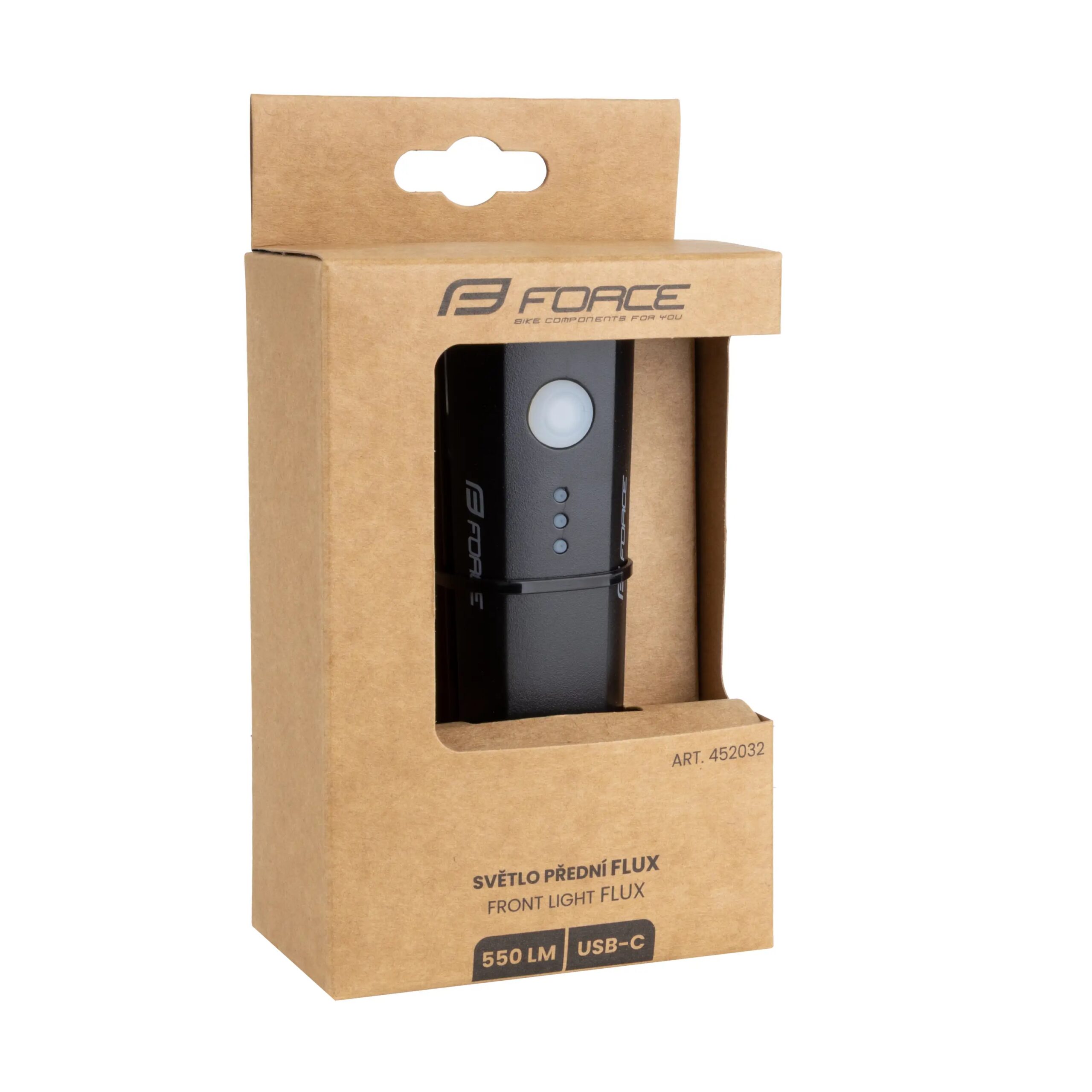 světlo přední FORCE FLUX 550LM USB, černé - Obrázek 6