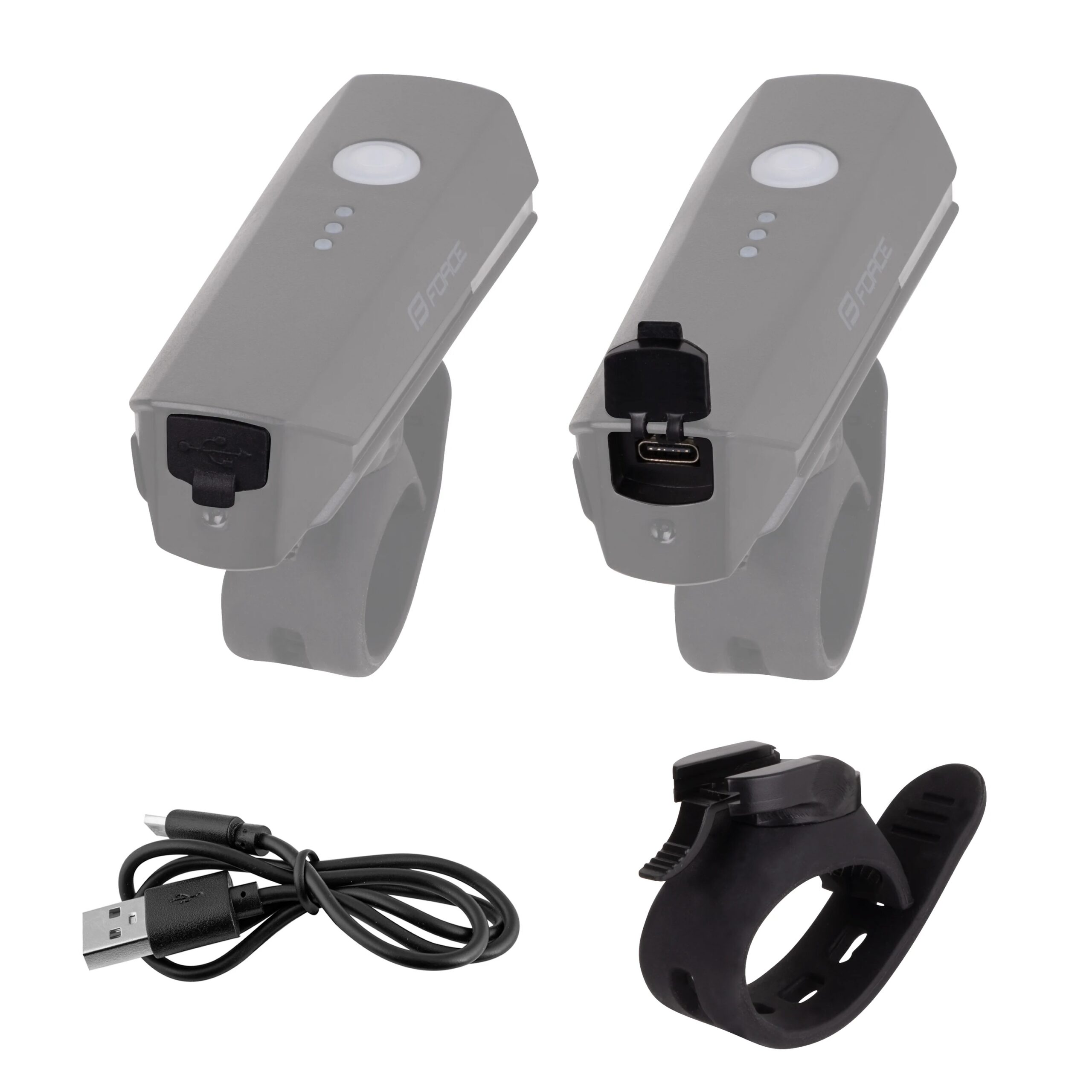 světlo přední FORCE FLUX 550LM USB, černé - Obrázek 3