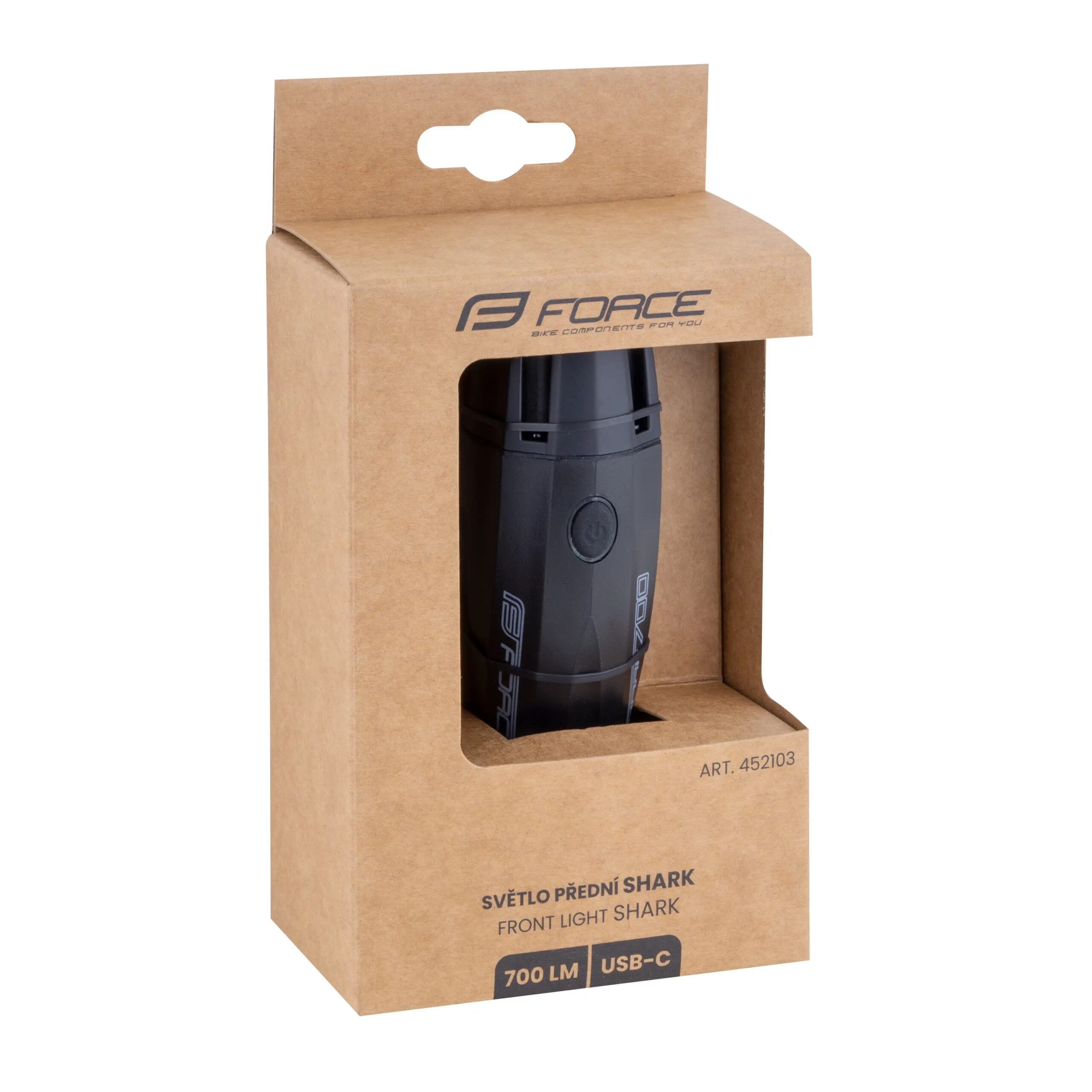 světlo přední FORCE SHARK 700LM USB, černé - Obrázek 4
